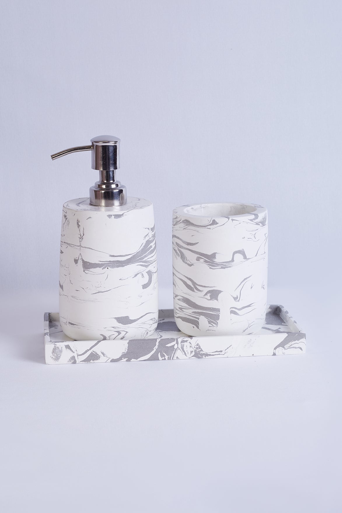Nordic White Swirl Bath Set
