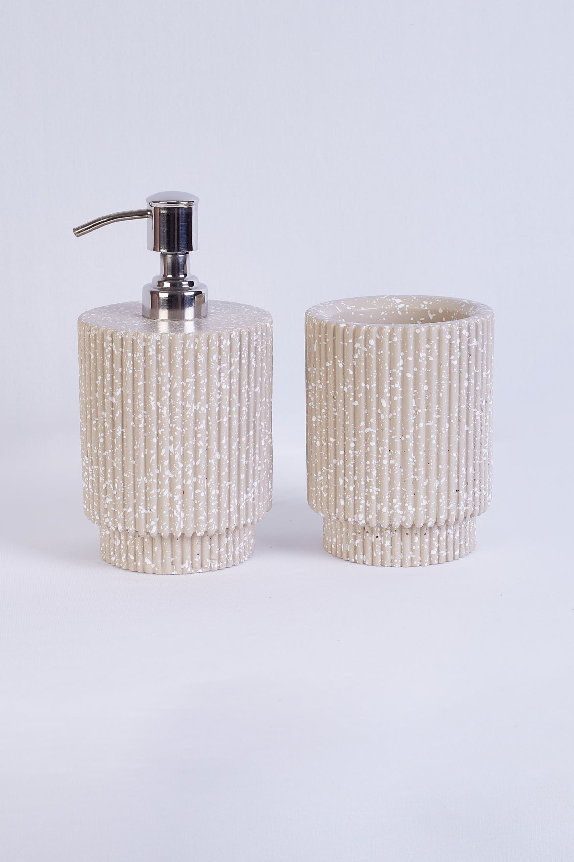 Nordic Beige Ribbed Speckled Bath Set