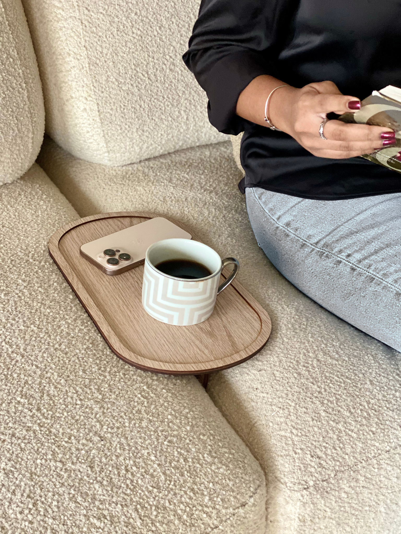 Elm Sofa Tray - Cream