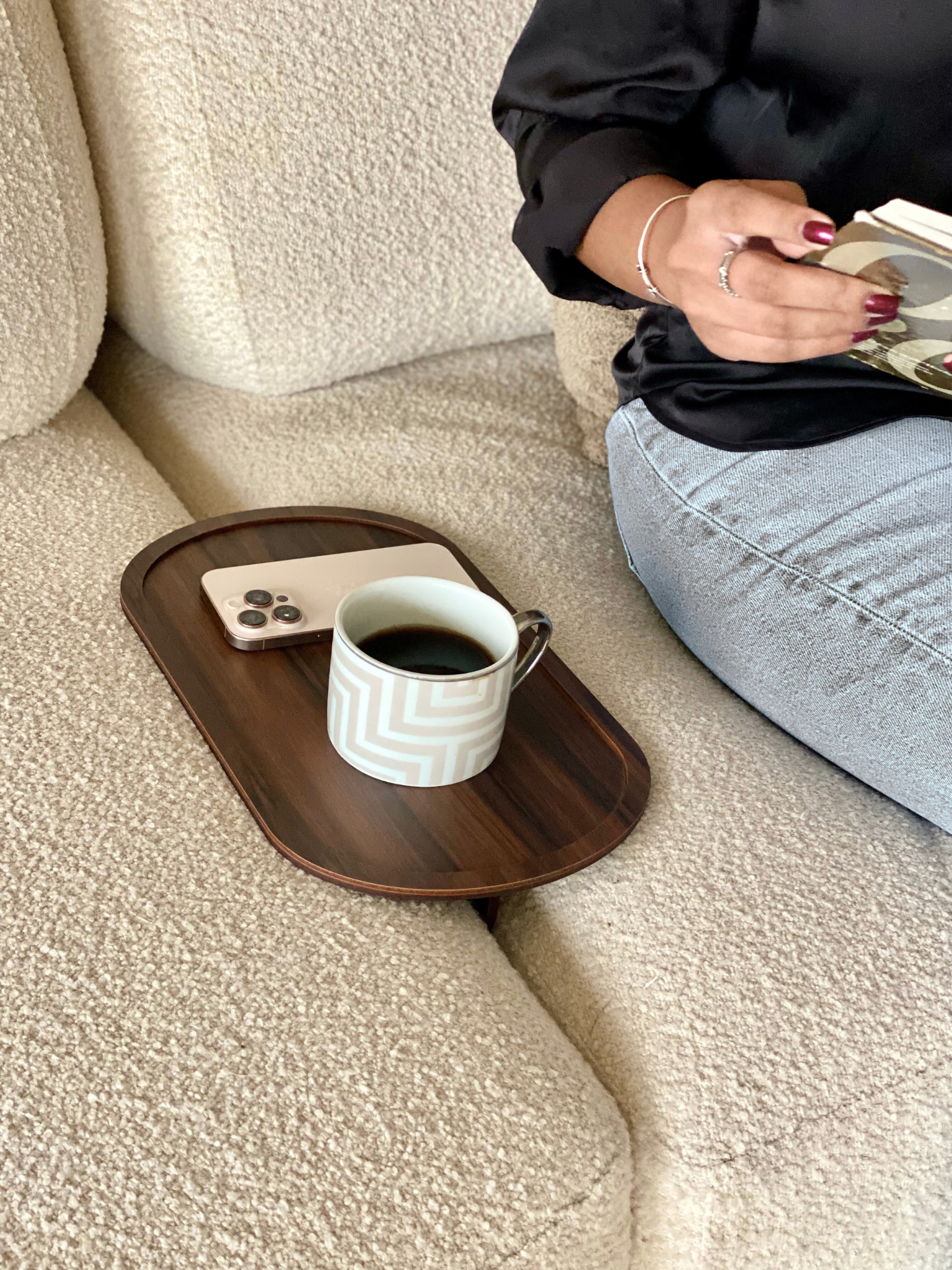 Elm Sofa Tray - Dark brown