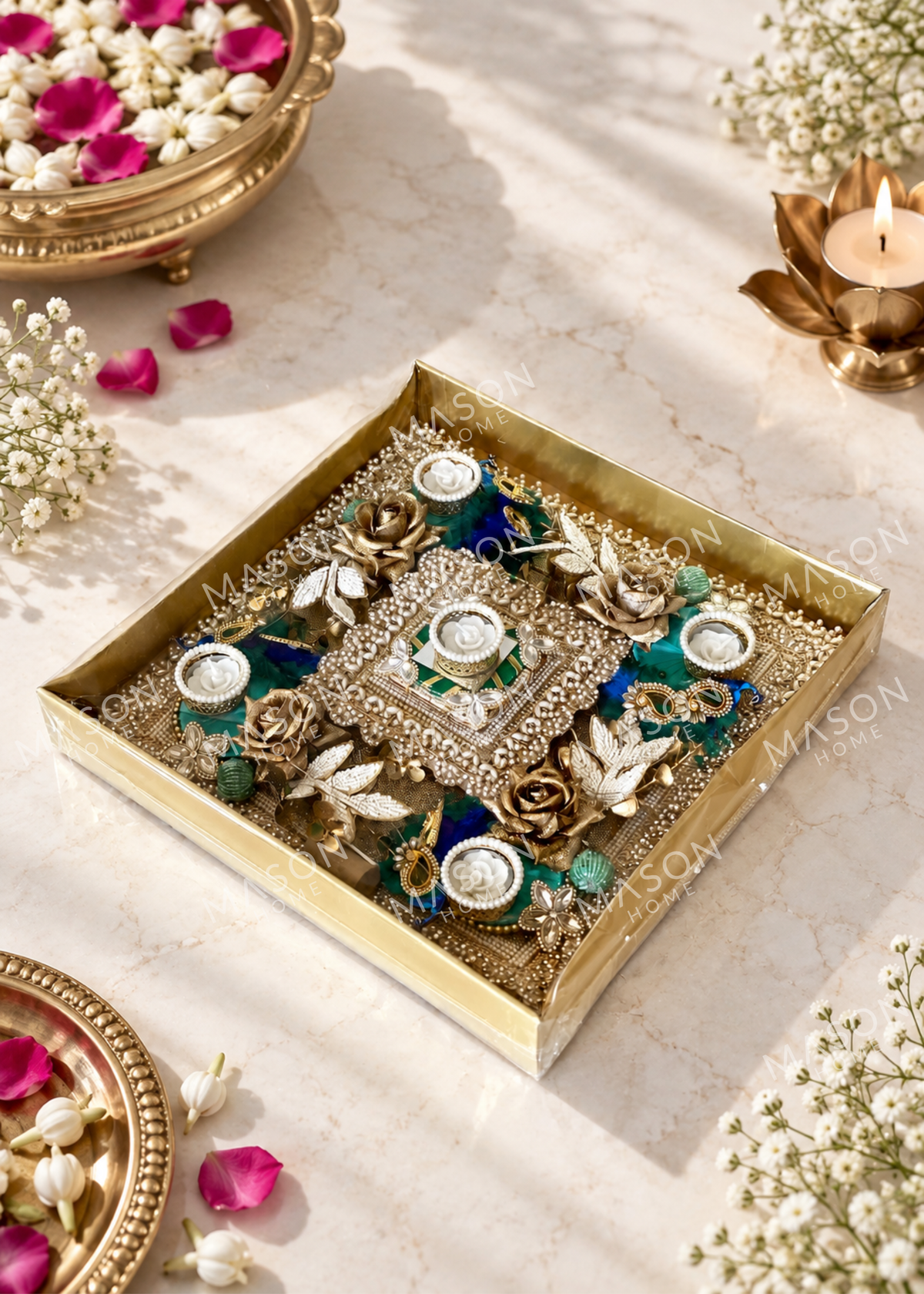 Festive Peacock Royale I Artificial Rangoli