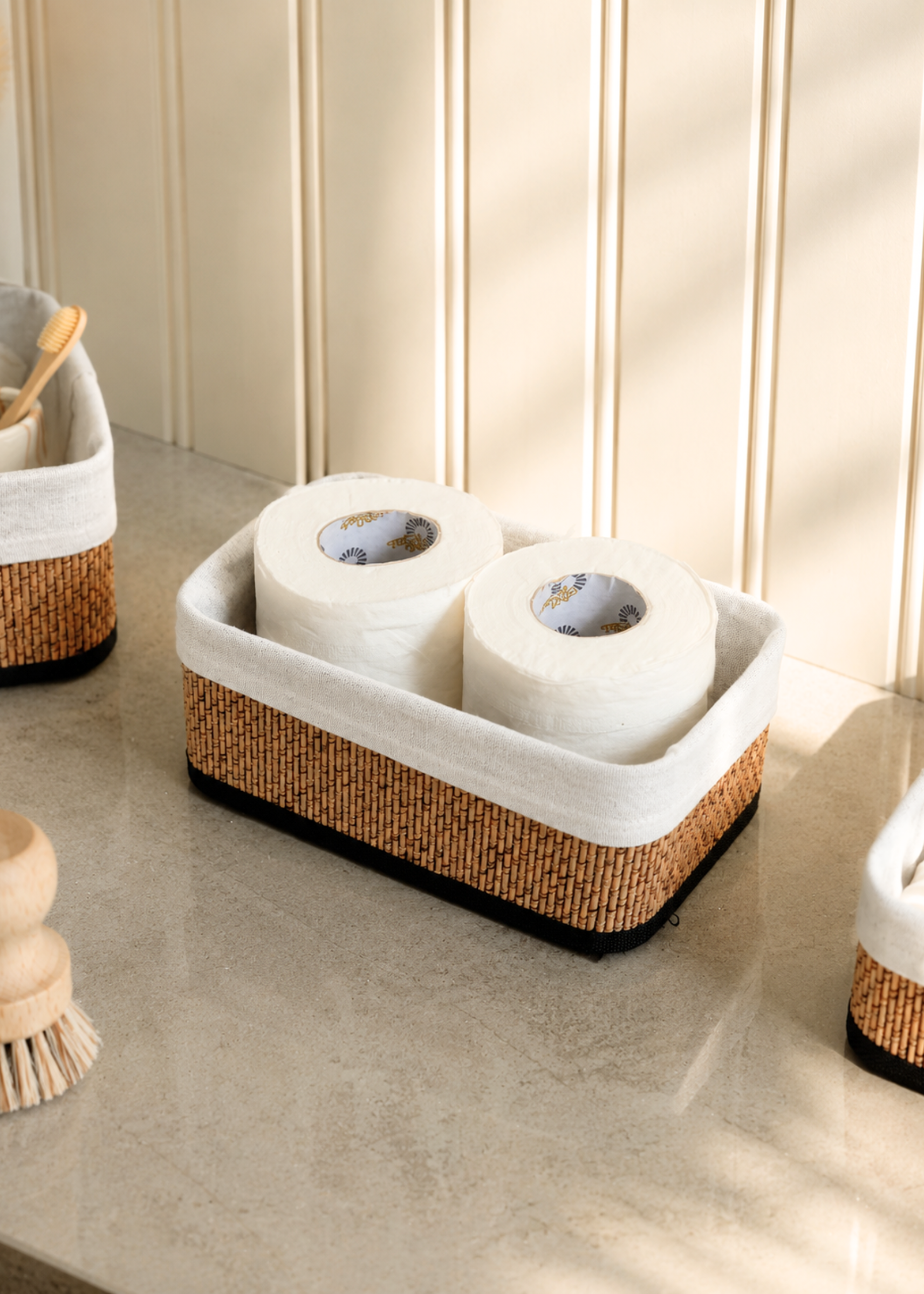 Miro Basket - White & Brown (Set of 3)