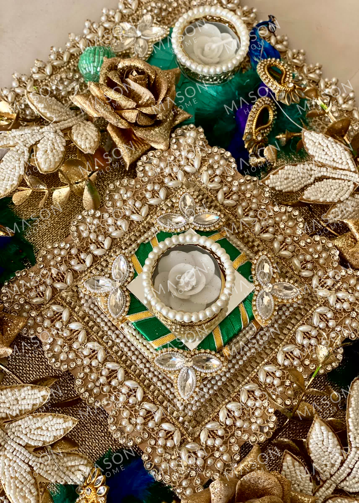Festive Peacock Royale I Artificial Rangoli