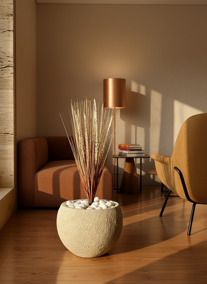 Artificial Amber Pennisetum Pampas Bunch - 3 Feet