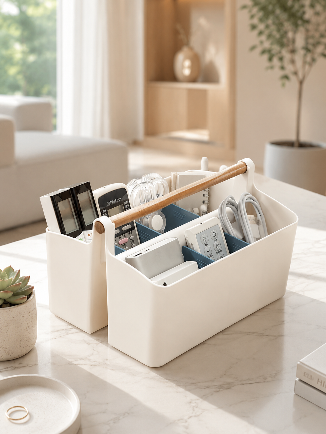Storage Caddy with Adjustable Dividers - Blue