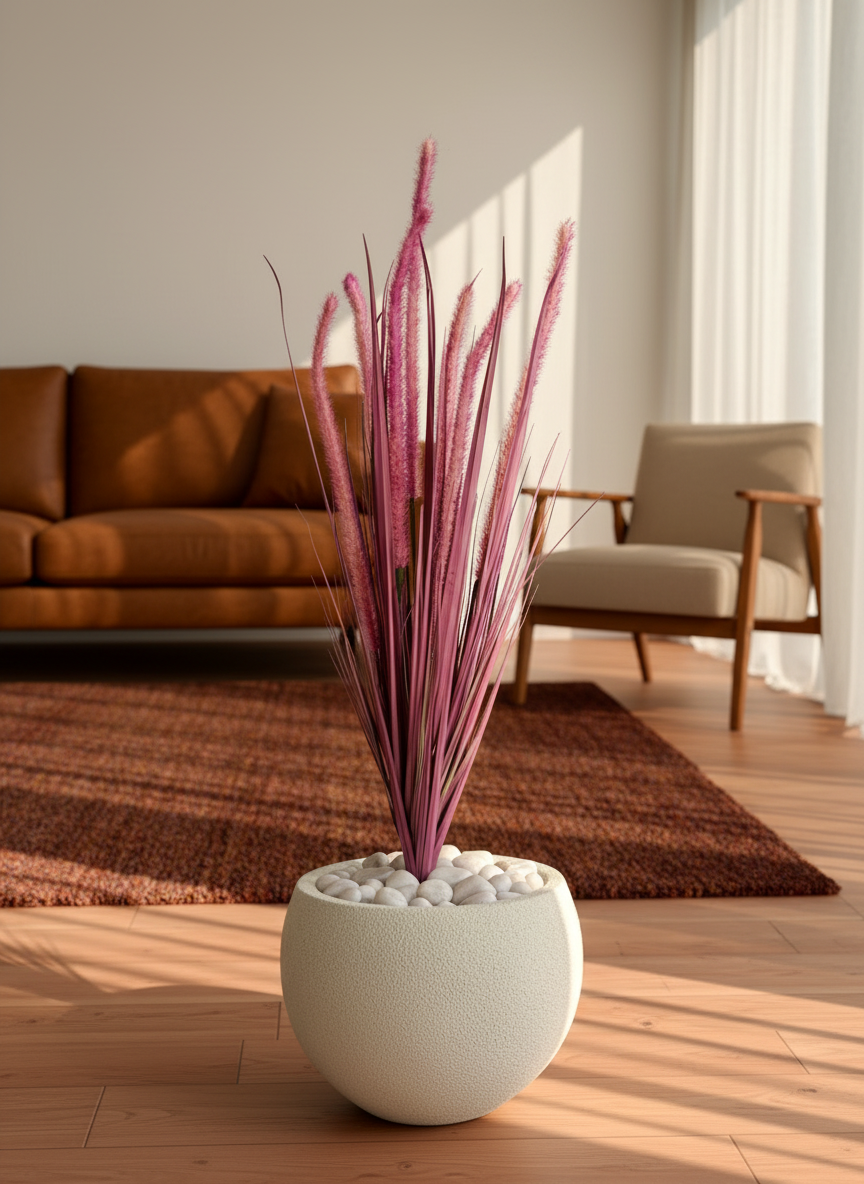 Artificial Purple Silk Grass Bunch - 3 Feet