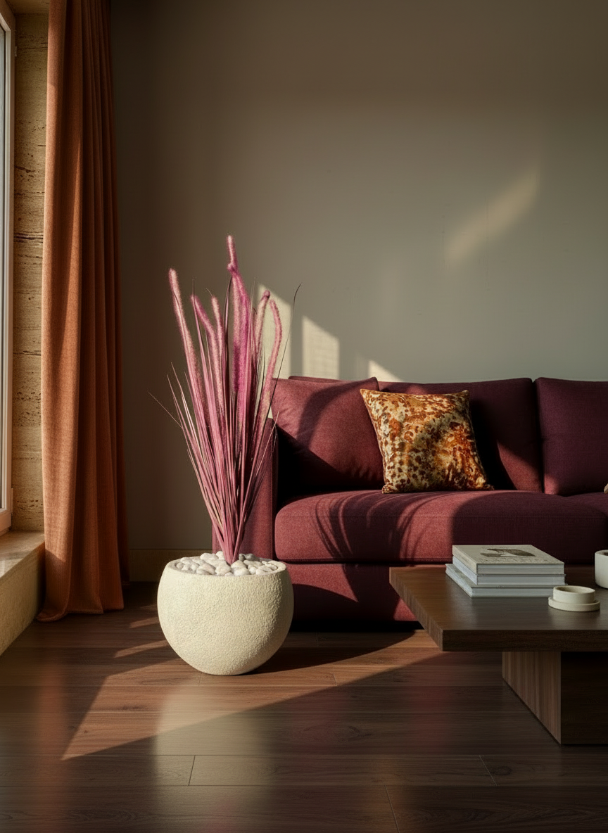 Artificial Purple Silk Grass Bunch - 3 Feet