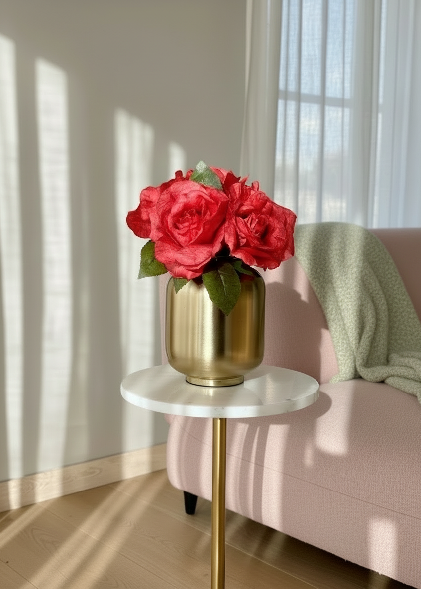 Artificial Peony Flower - Red (Set of 2)