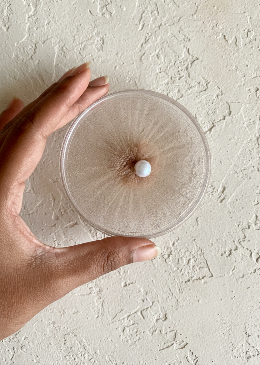 Beige Mesh Glass Cover - (Set Of 6)