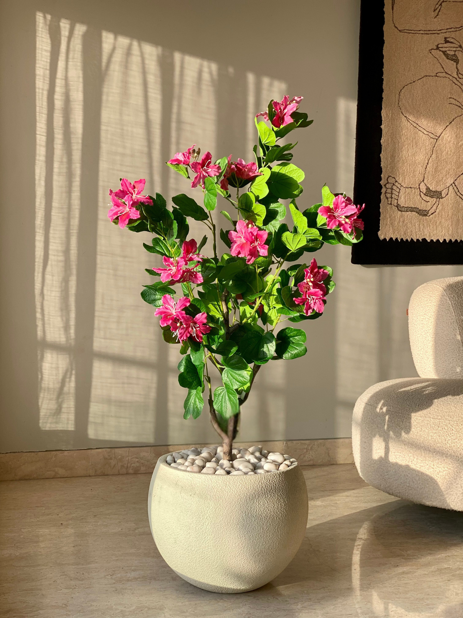 Artificial Blush Bauhinia Plant - 4 Feet