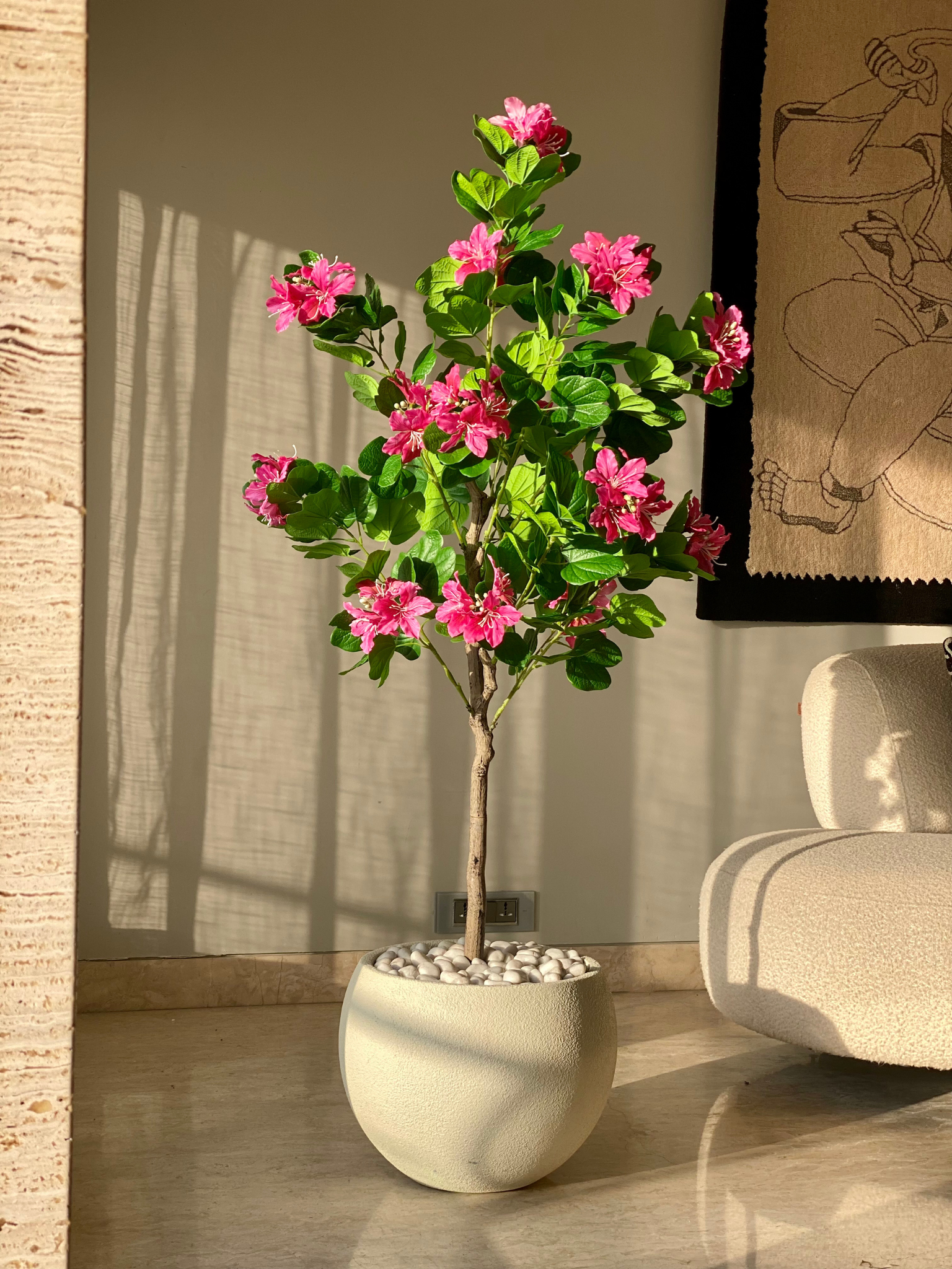 Artificial Blush Bauhinia Plant - 5 Feet
