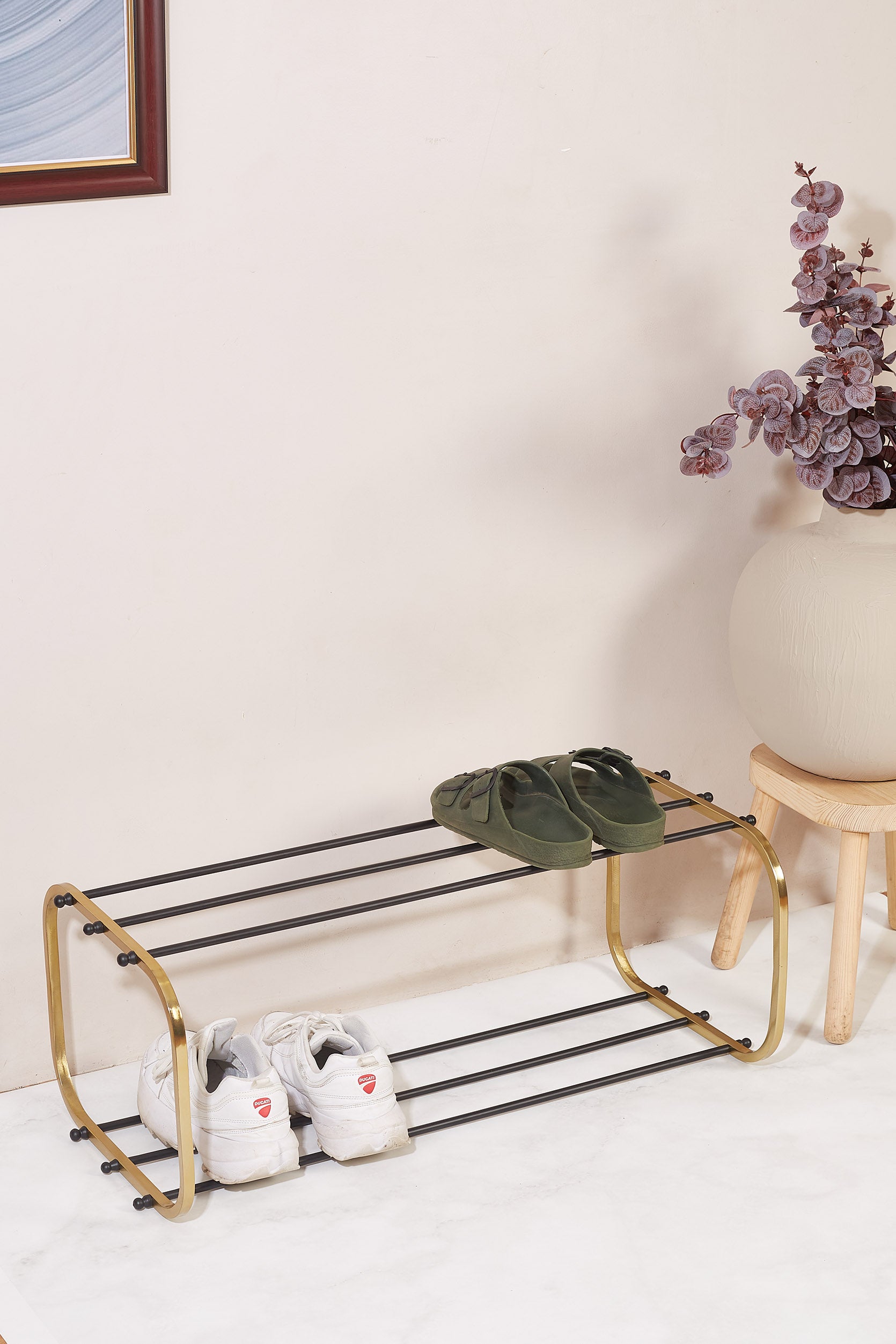 Nordic Black & Gold Shoe Rack