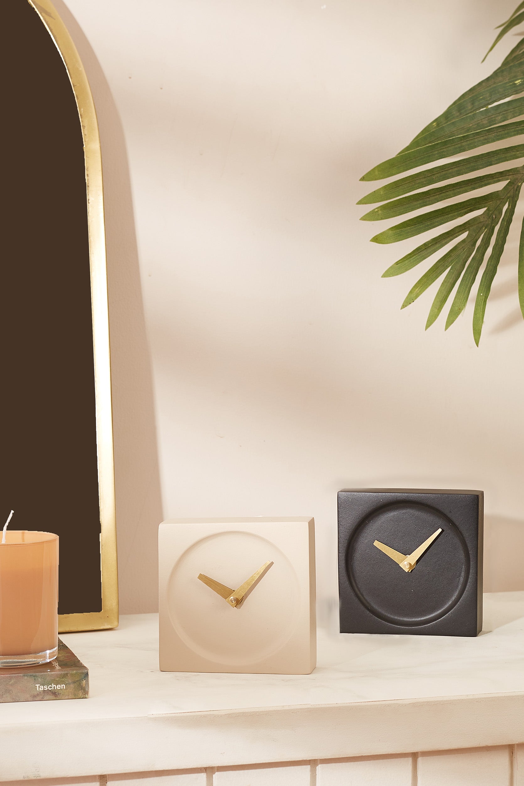 Nordic Beige Square Table Clock