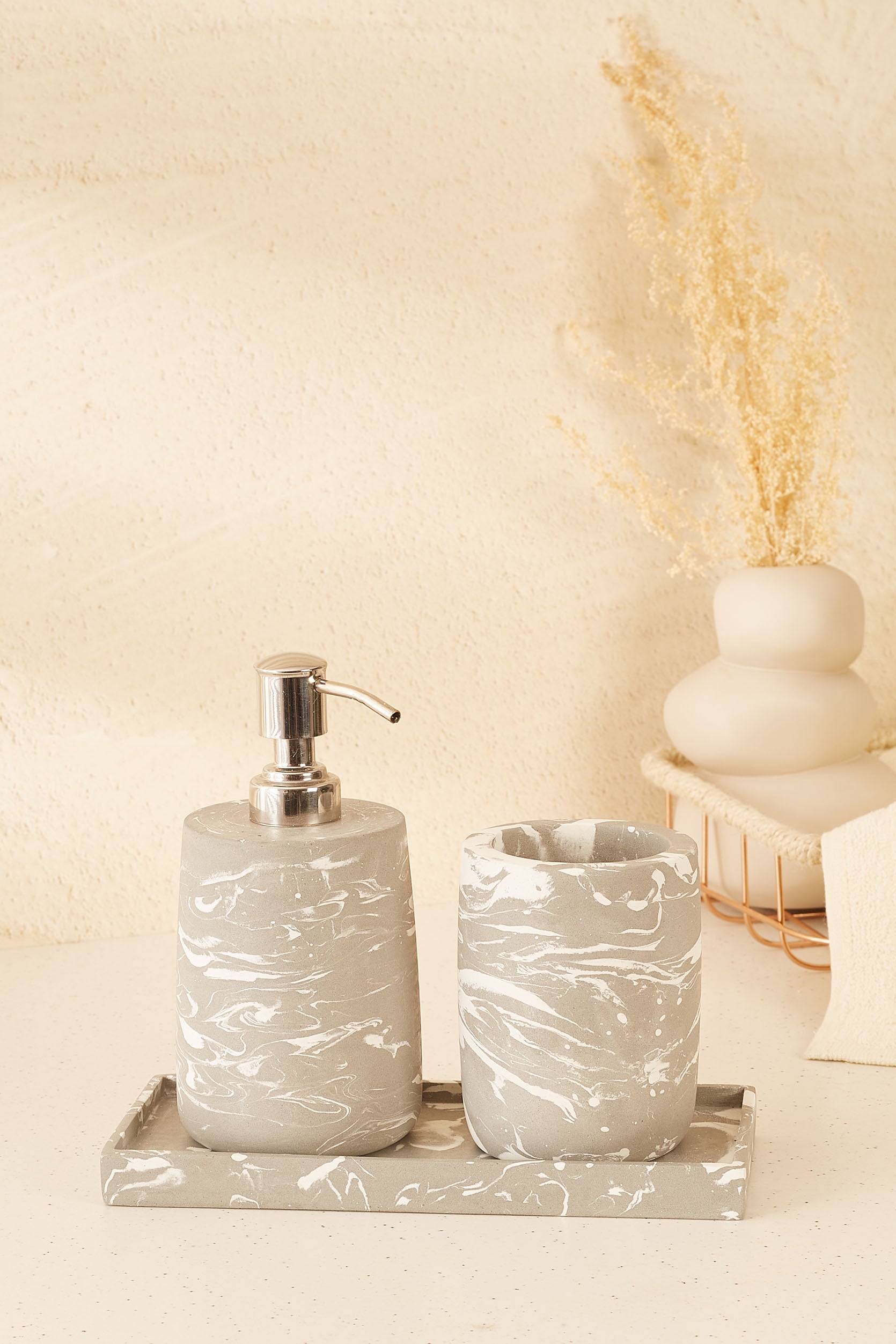 Nordic Grey Swirl Bath Set