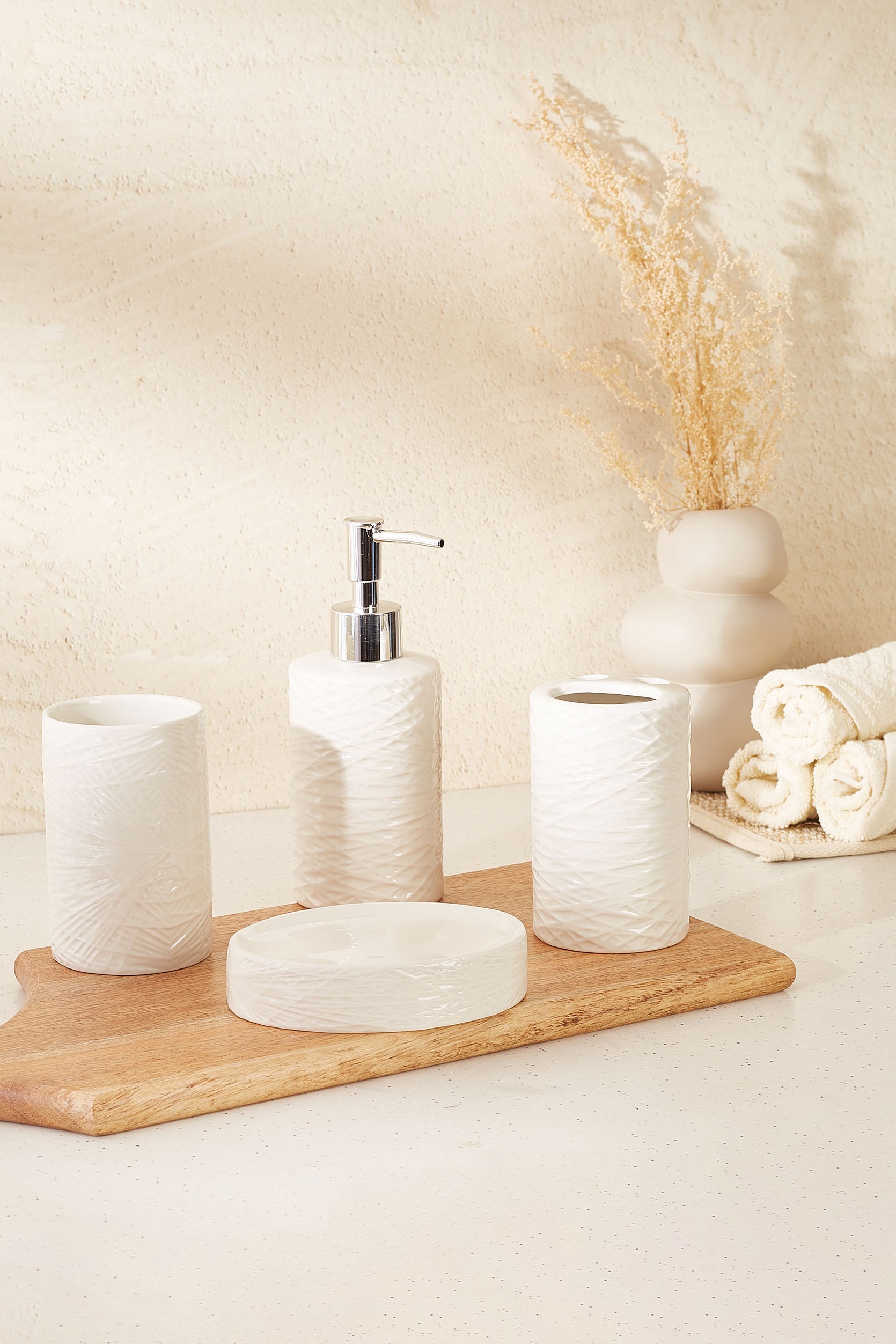 Twill Bathroom Set - White