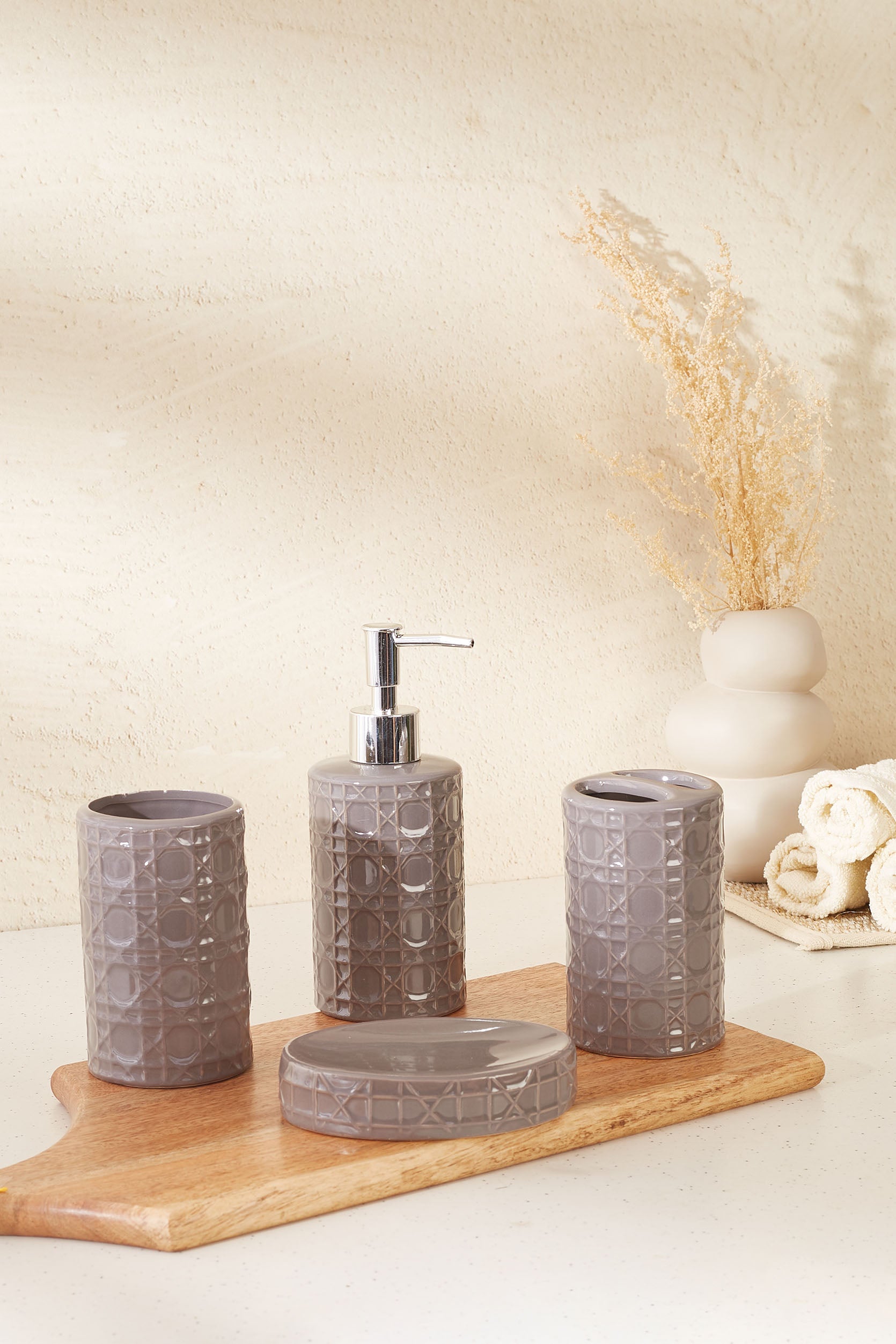 Weave Bathroom Set - Grey