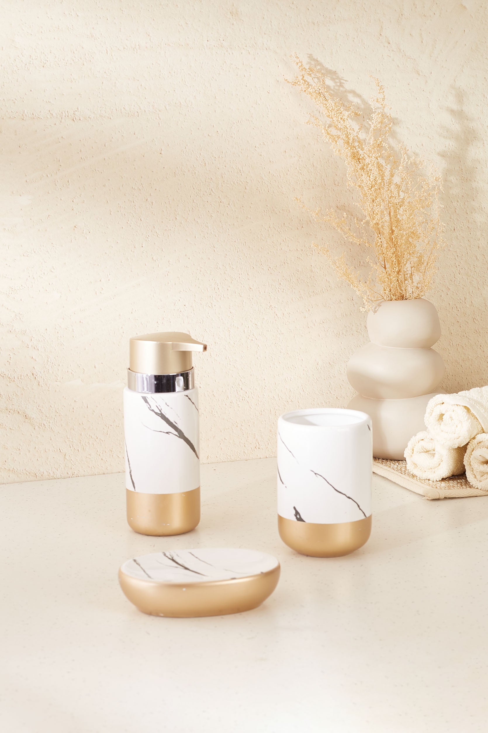 Esmeralda Bathroom Set - White & Gold