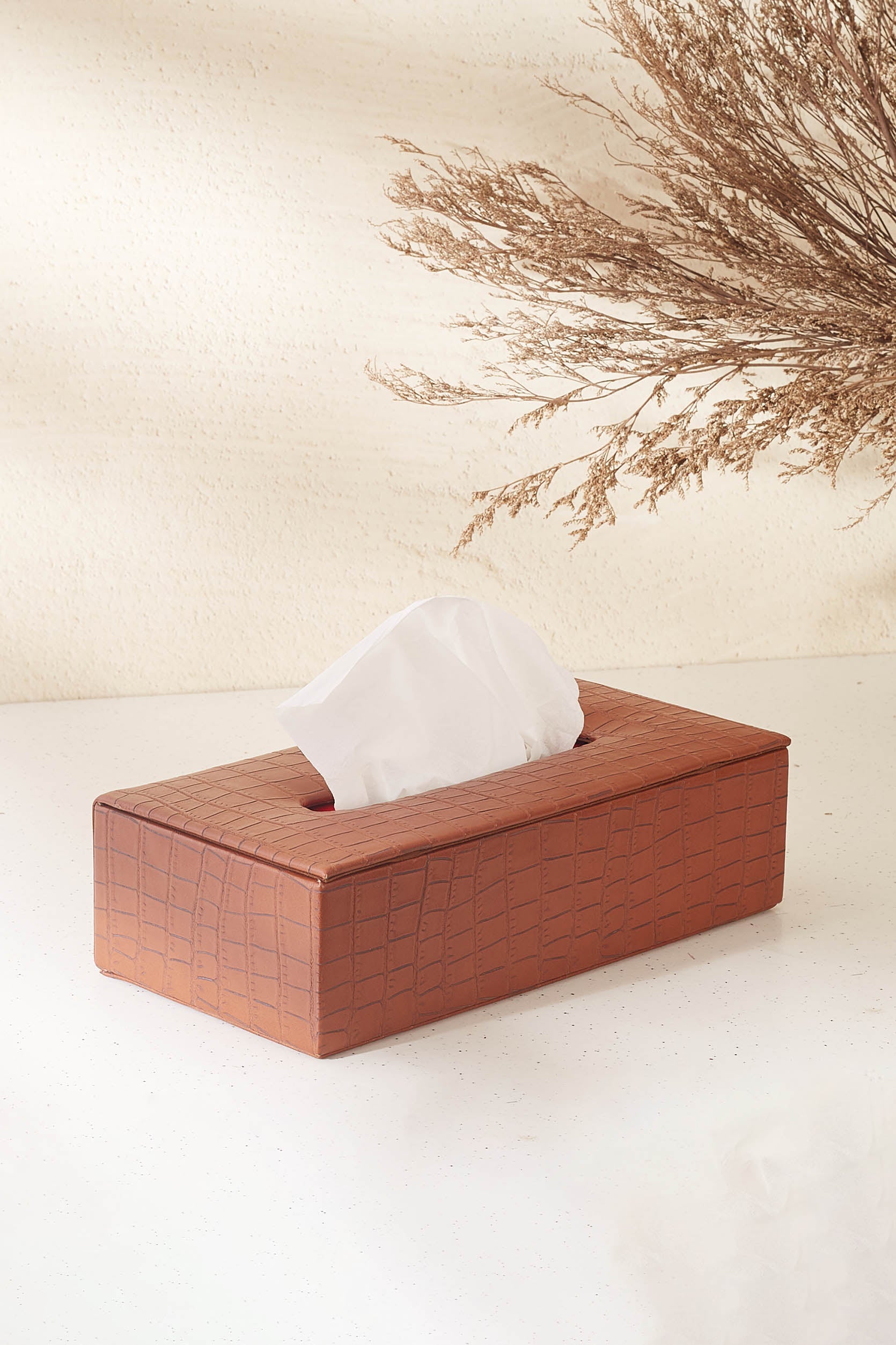 Croc Lux Vegan Leather Tissue Box