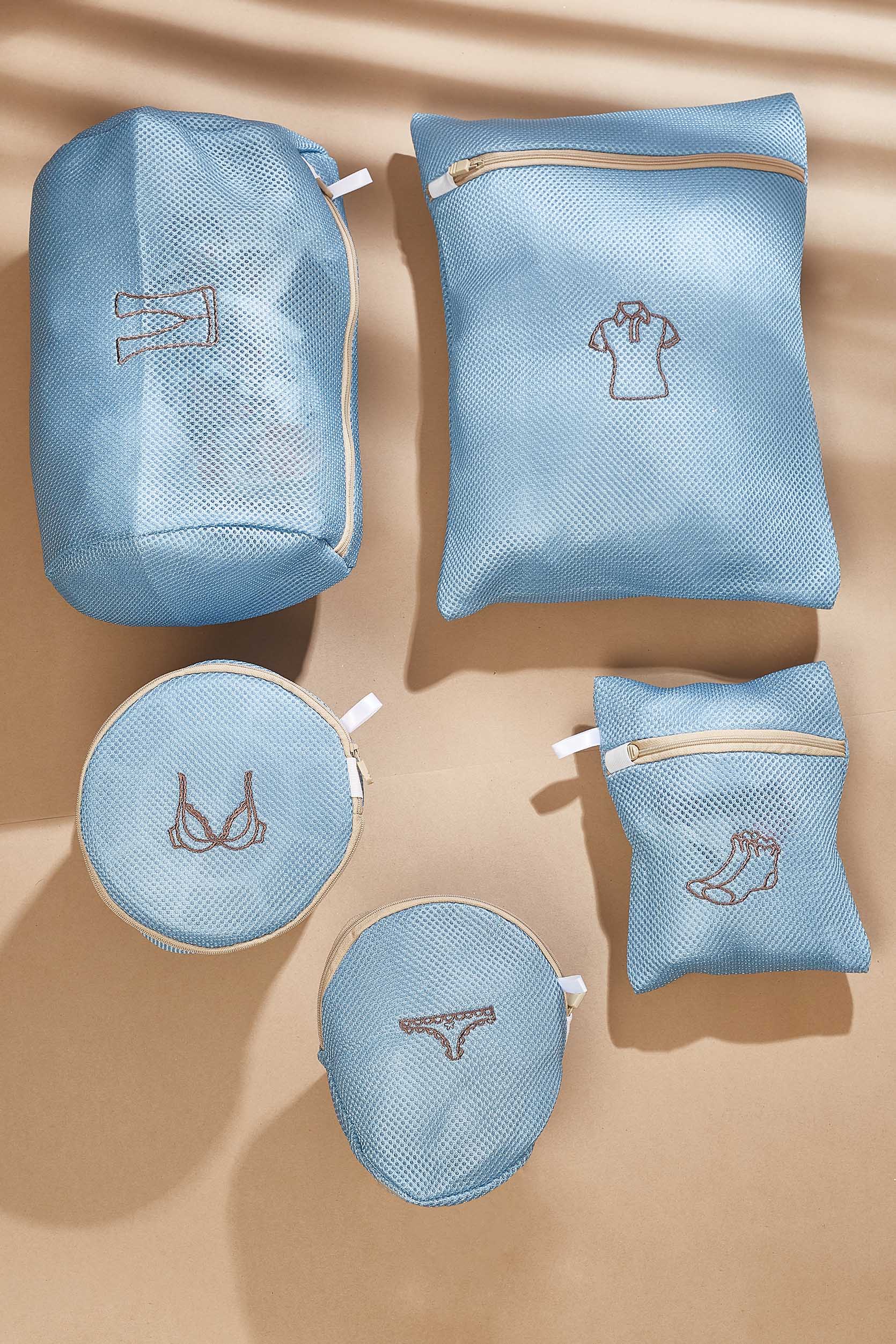 Blue Mesh Storage Bag - Set Of 5