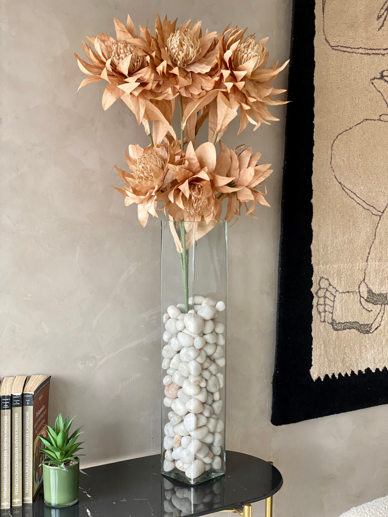 Artificial Portea Flower Stem - (One Stem) Light Brown