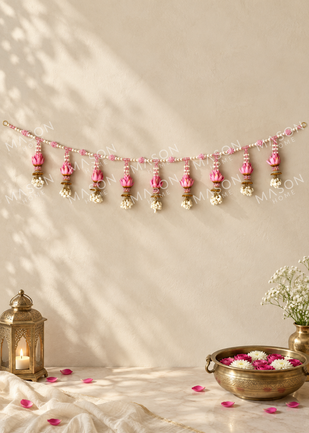 Festive Pink Lotus Pearl Toran