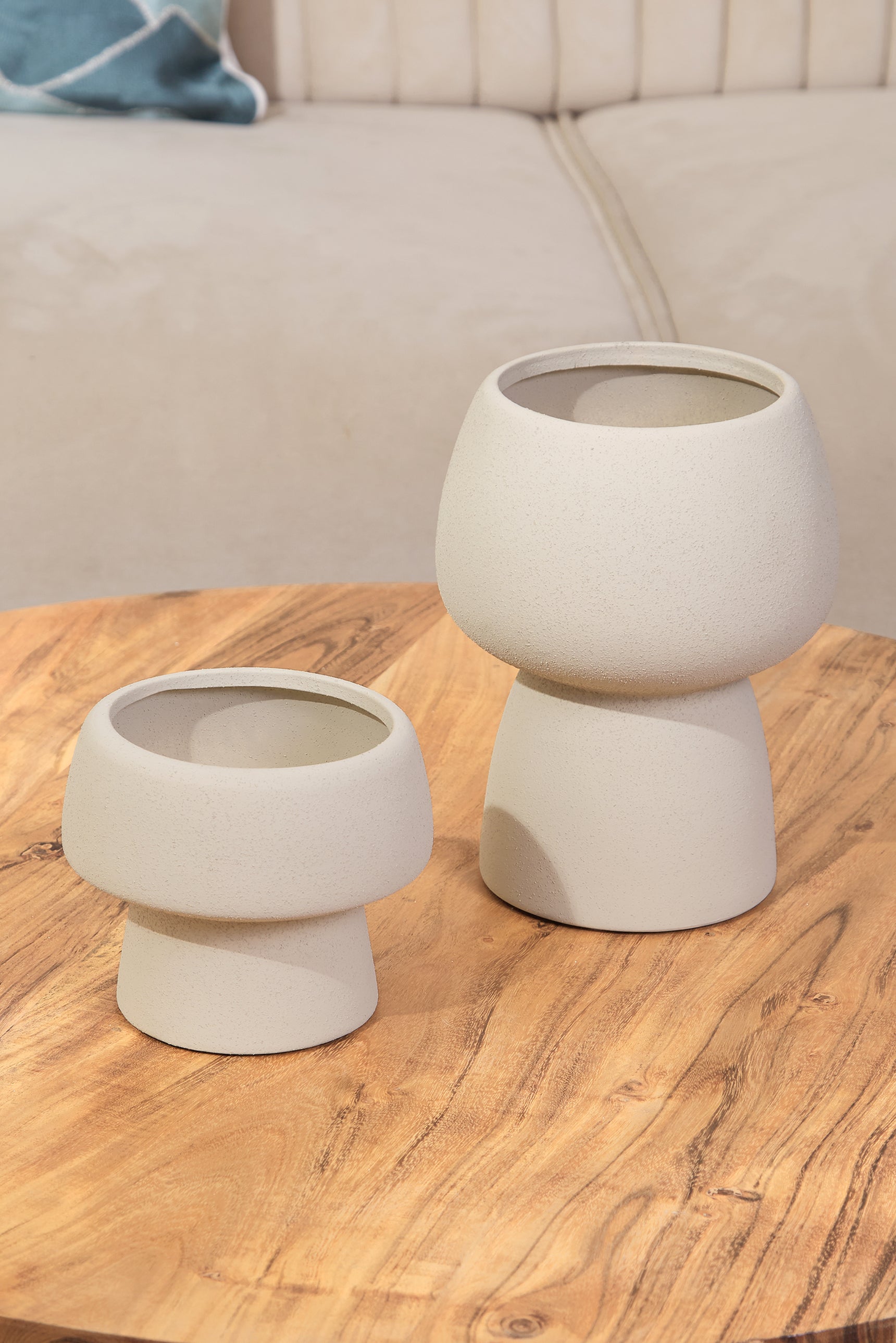Mulu Textured Beige Vase - Small