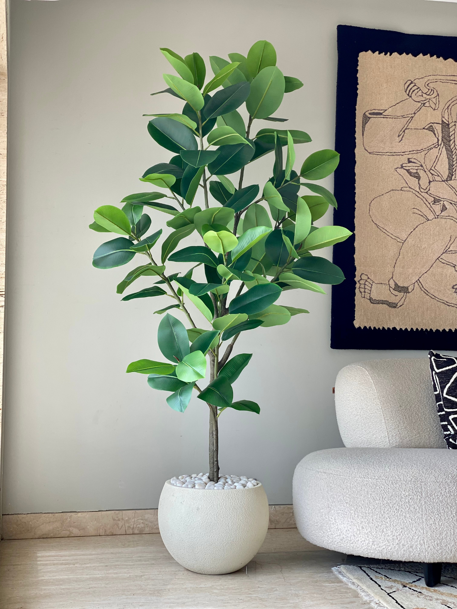 Artificial Evergreen Rubber Plant - 6.5 Feet