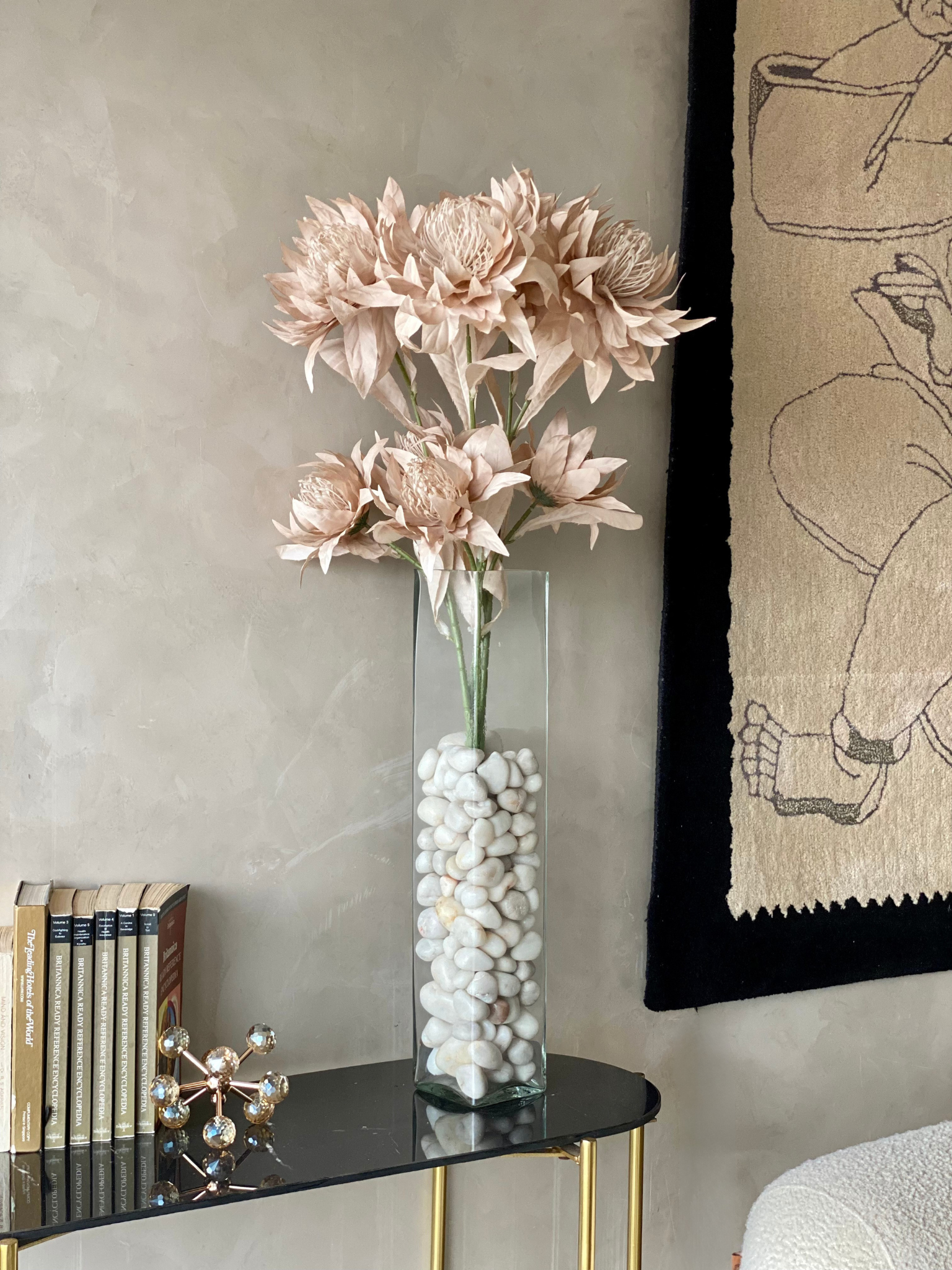 Artificial Portea Flower Stem - (One Stem) Beige