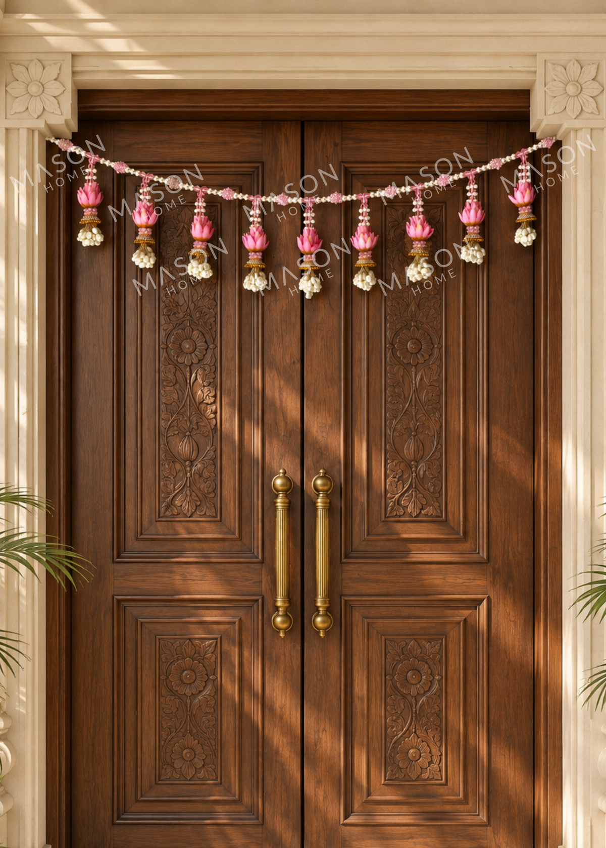 Festive Pink Lotus Pearl Toran