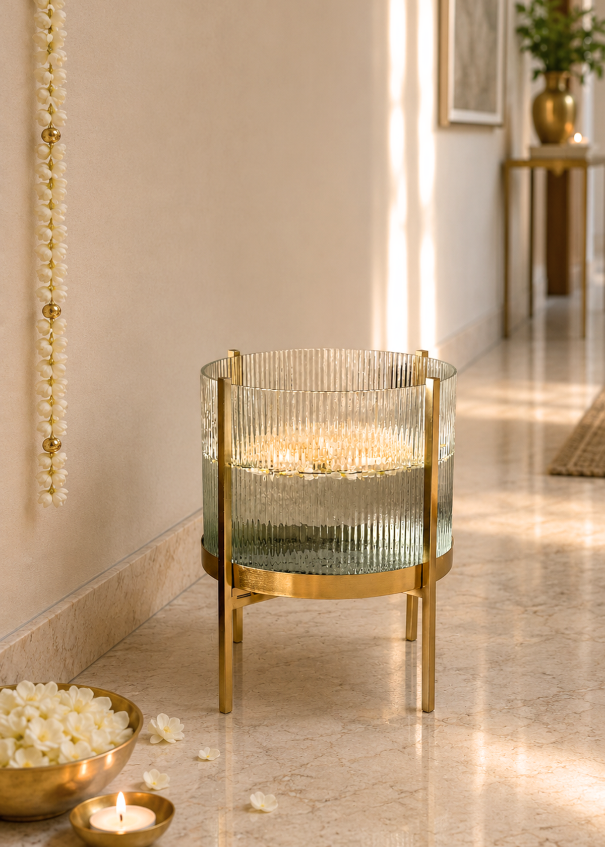 Fluted Glass Bowl Stand - Small