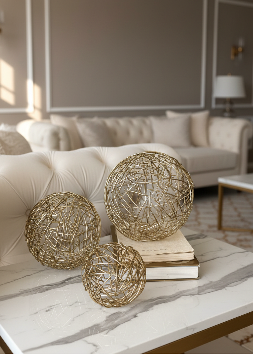 Sphere Set of 3 - Gold