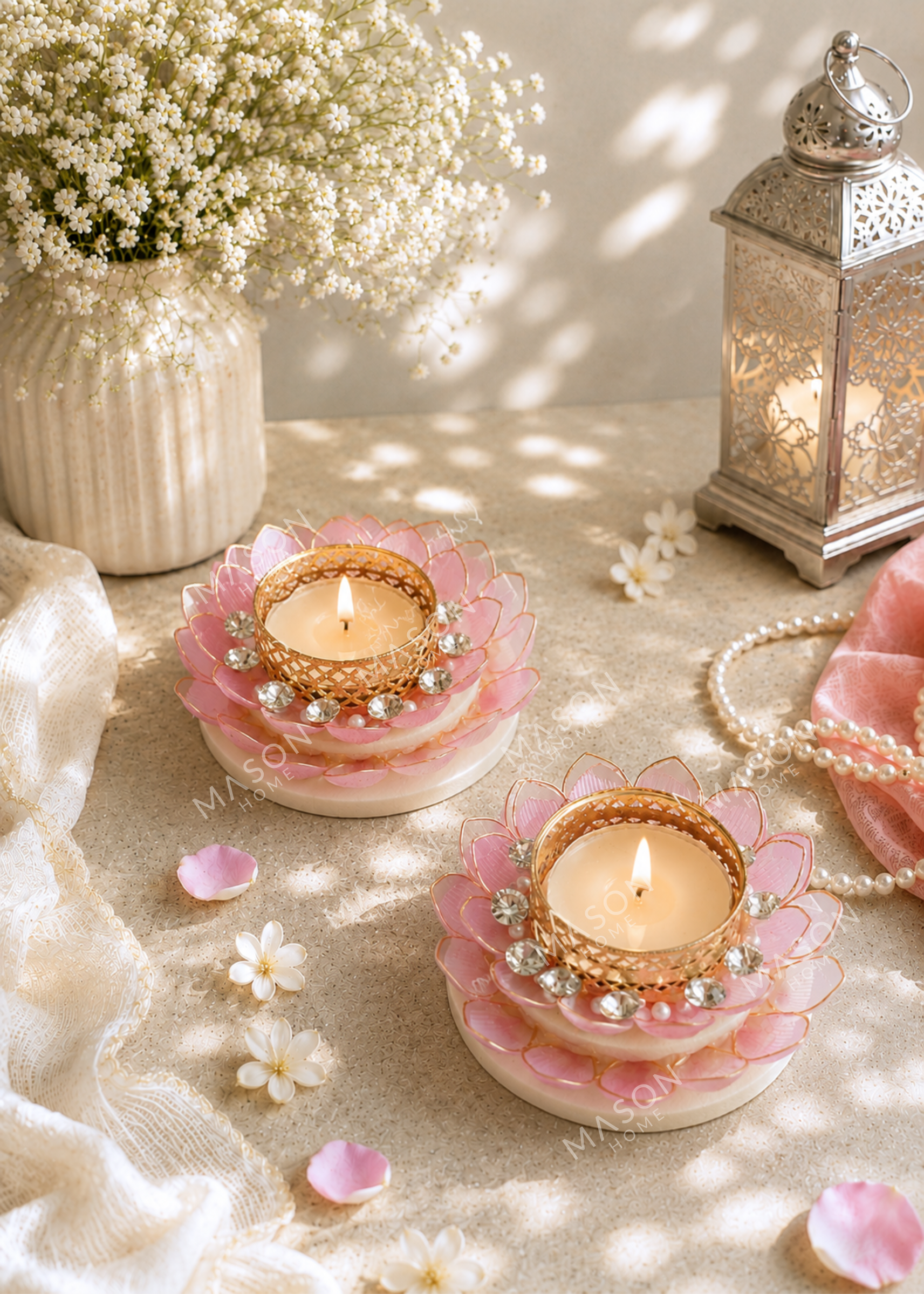 Festive Aurelia Bloom Diya - Set of 2