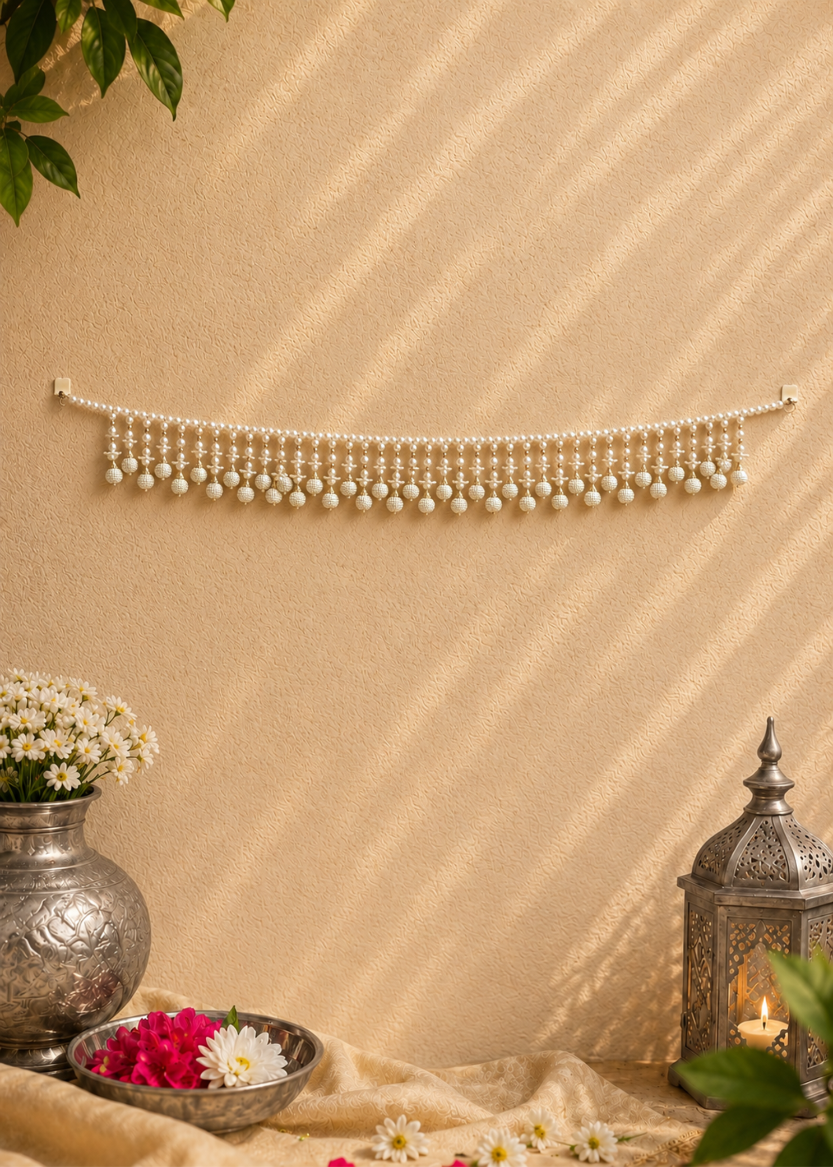 Festive Blossom Toran - White & Gold