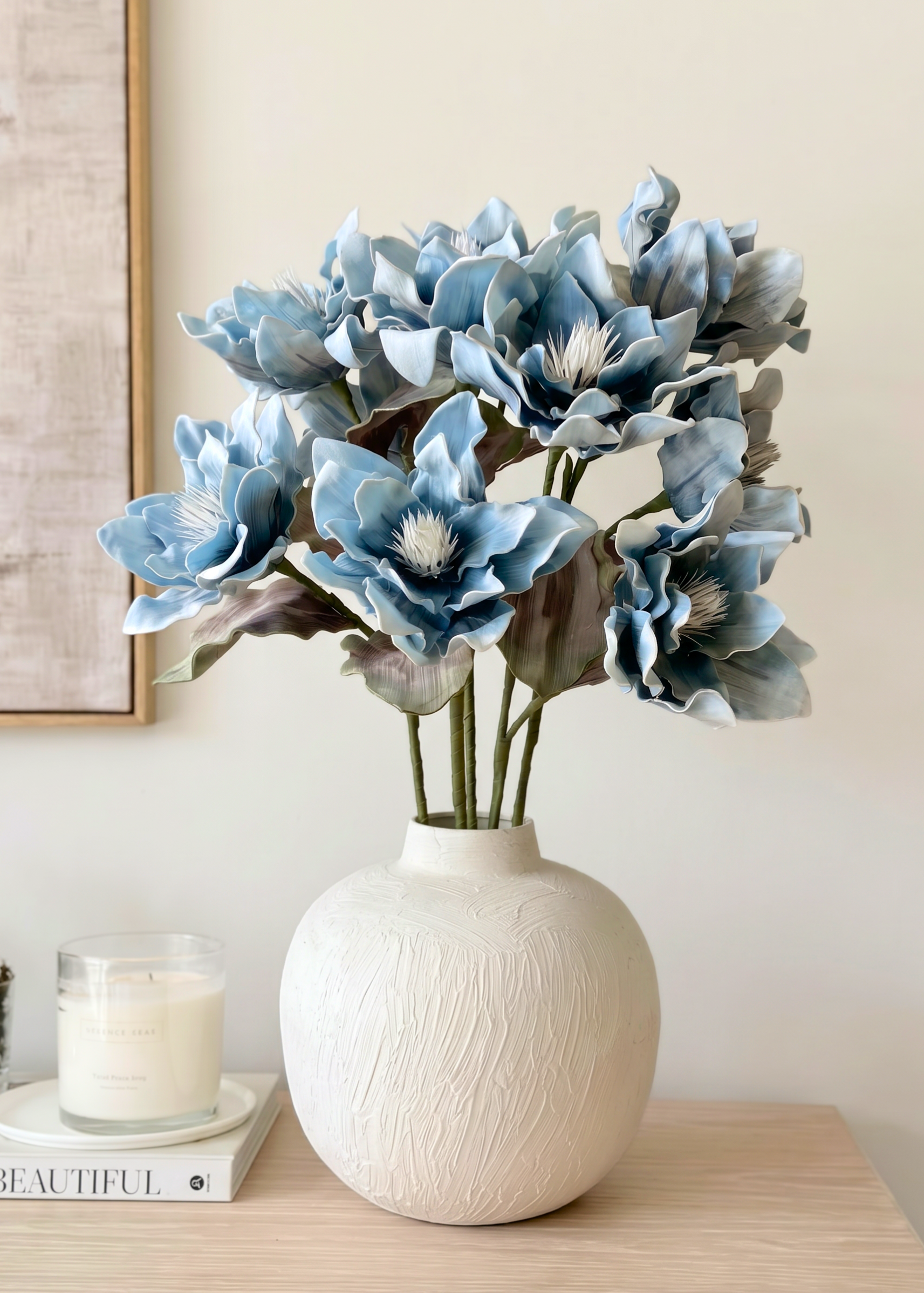 Artificial Dahlia Flower Stem - Blue Ombre (One Stem)