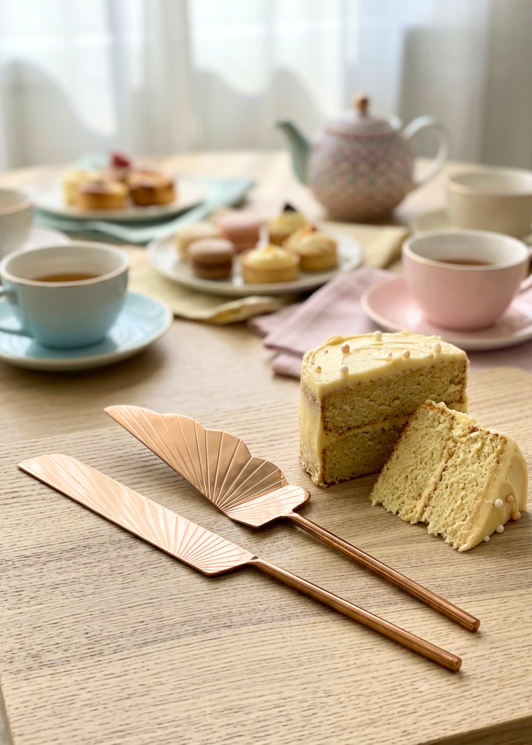 Luna Cake Knife And Server - Rose Gold