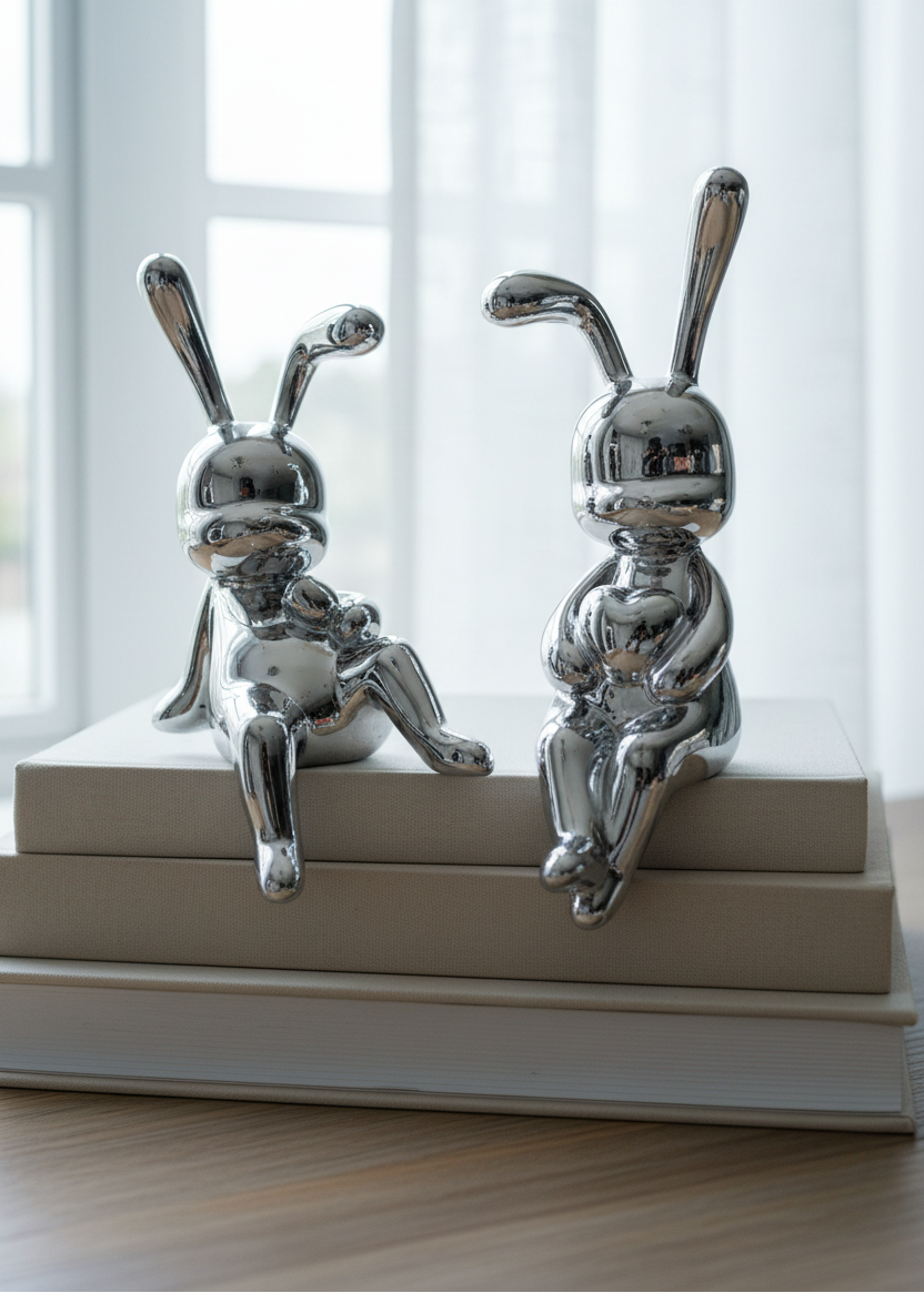 Luxe Chrome Bunny Duo - Set of 2