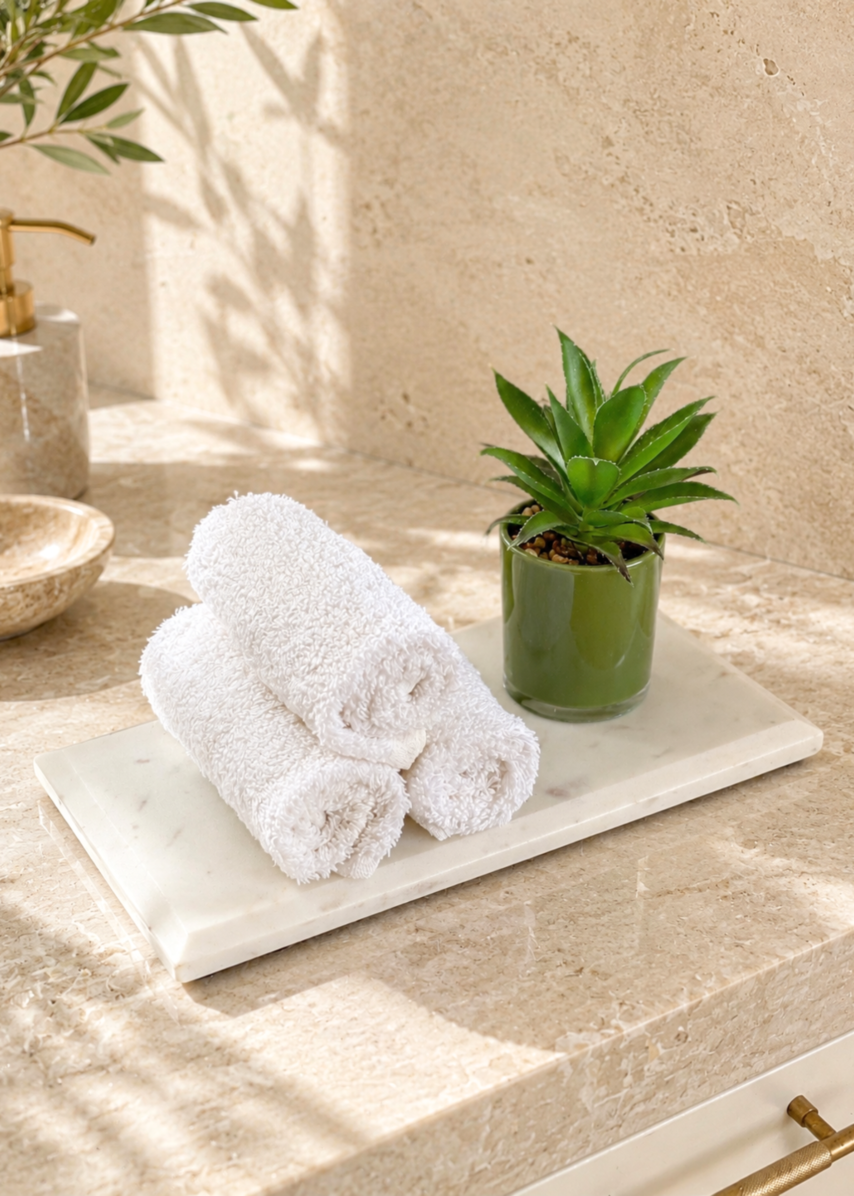 Auric White Marble Flat Tray