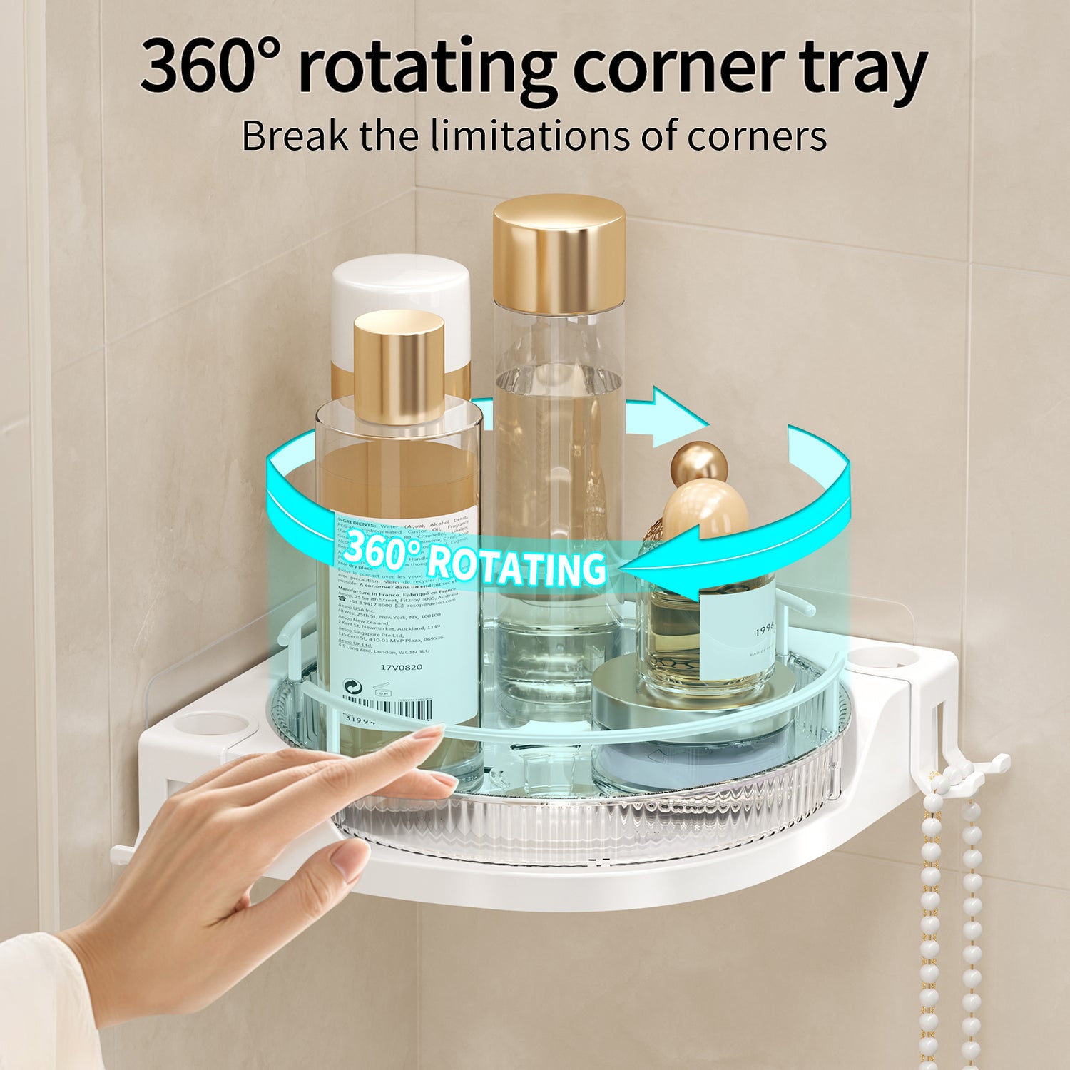 Corner Rotating Storage Rack - White