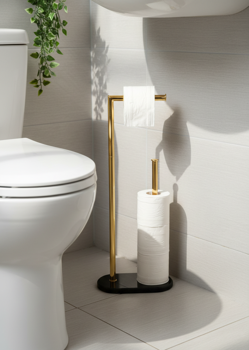 Melrose Toilet Roll Holder - Black and Gold