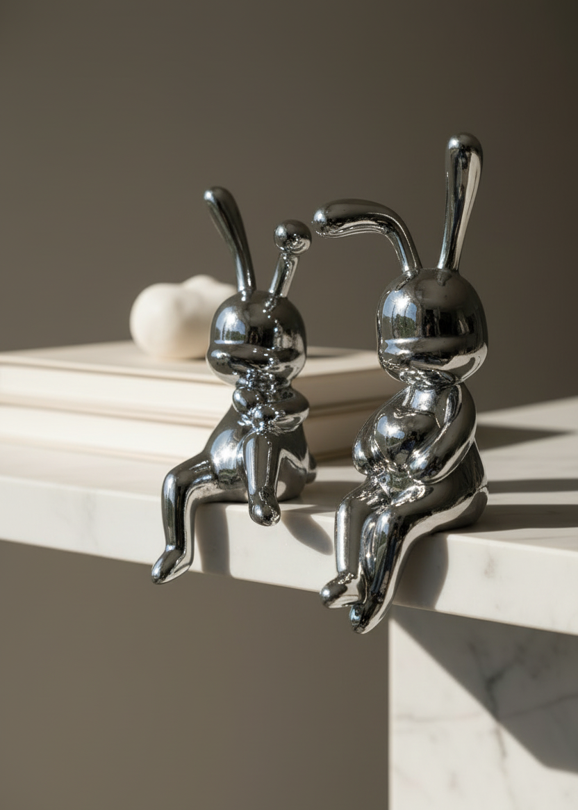 Luxe Chrome Bunny Duo - Set of 2