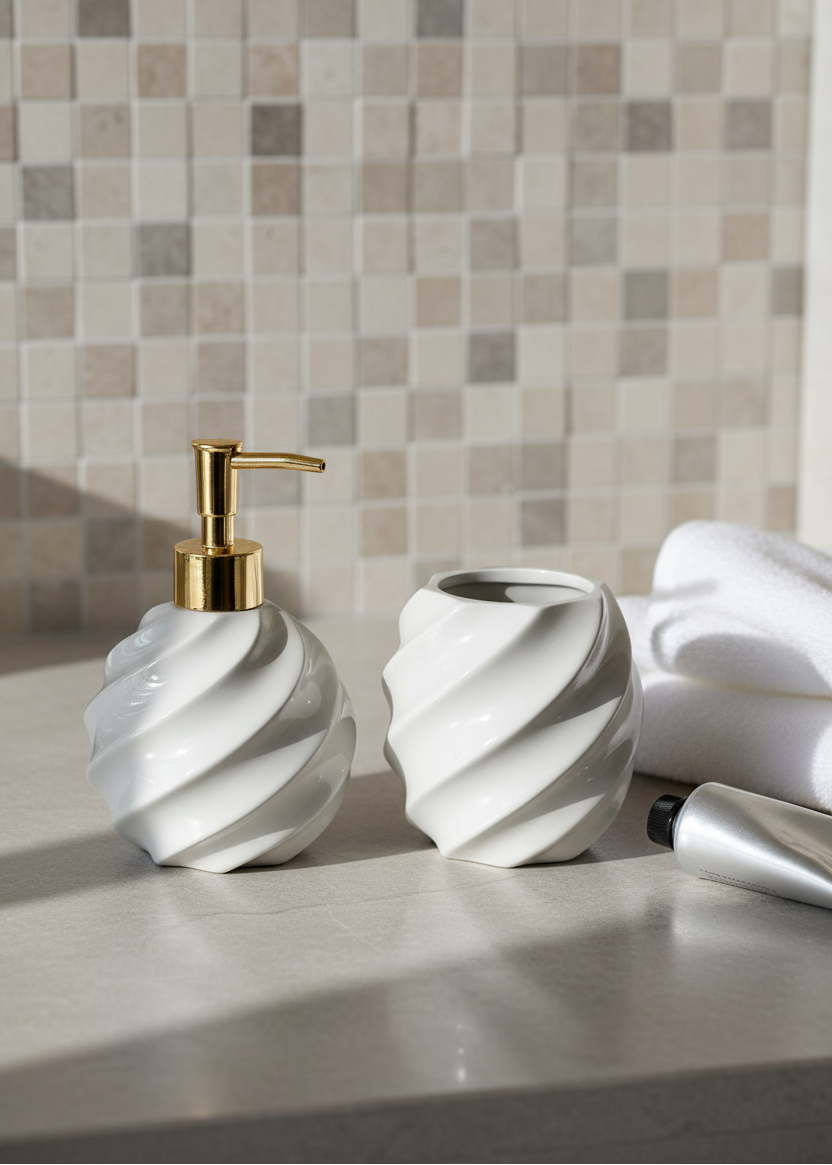 Swirl Bathroom Set - Grey