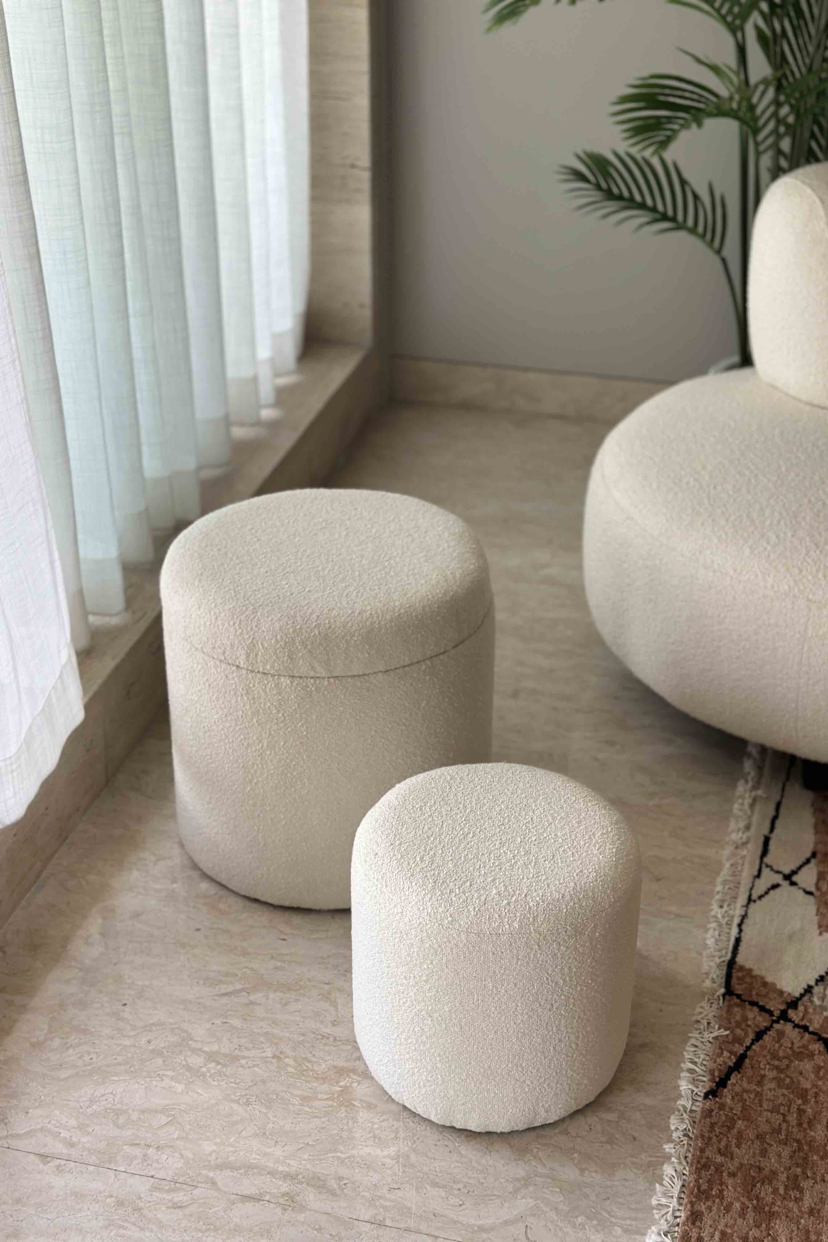 Bouclé Storage Pouffe (Set Of 2)