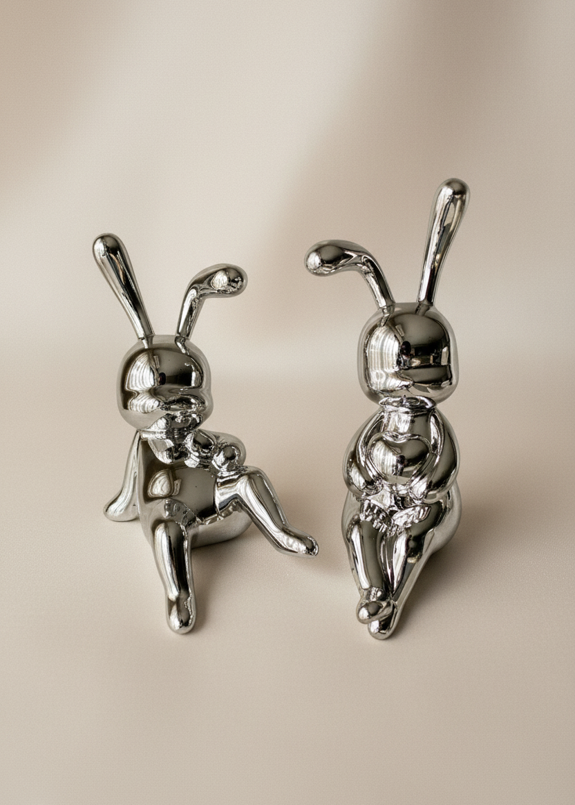Luxe Chrome Bunny Duo - Set of 2