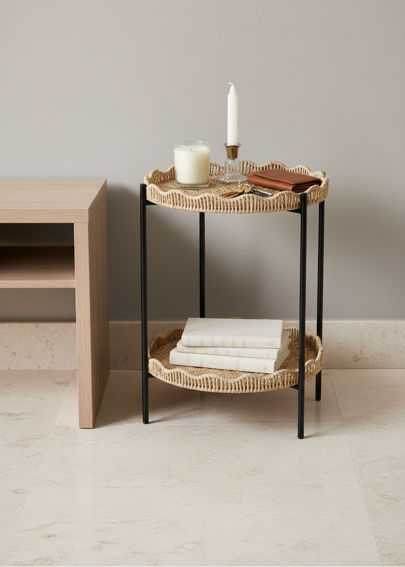 Two-Tier Rattan Organiser