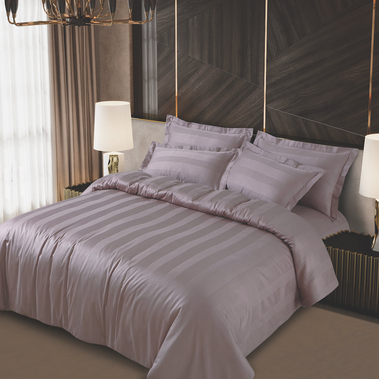 Turin Jacquard Wine Stripes Bedsheet