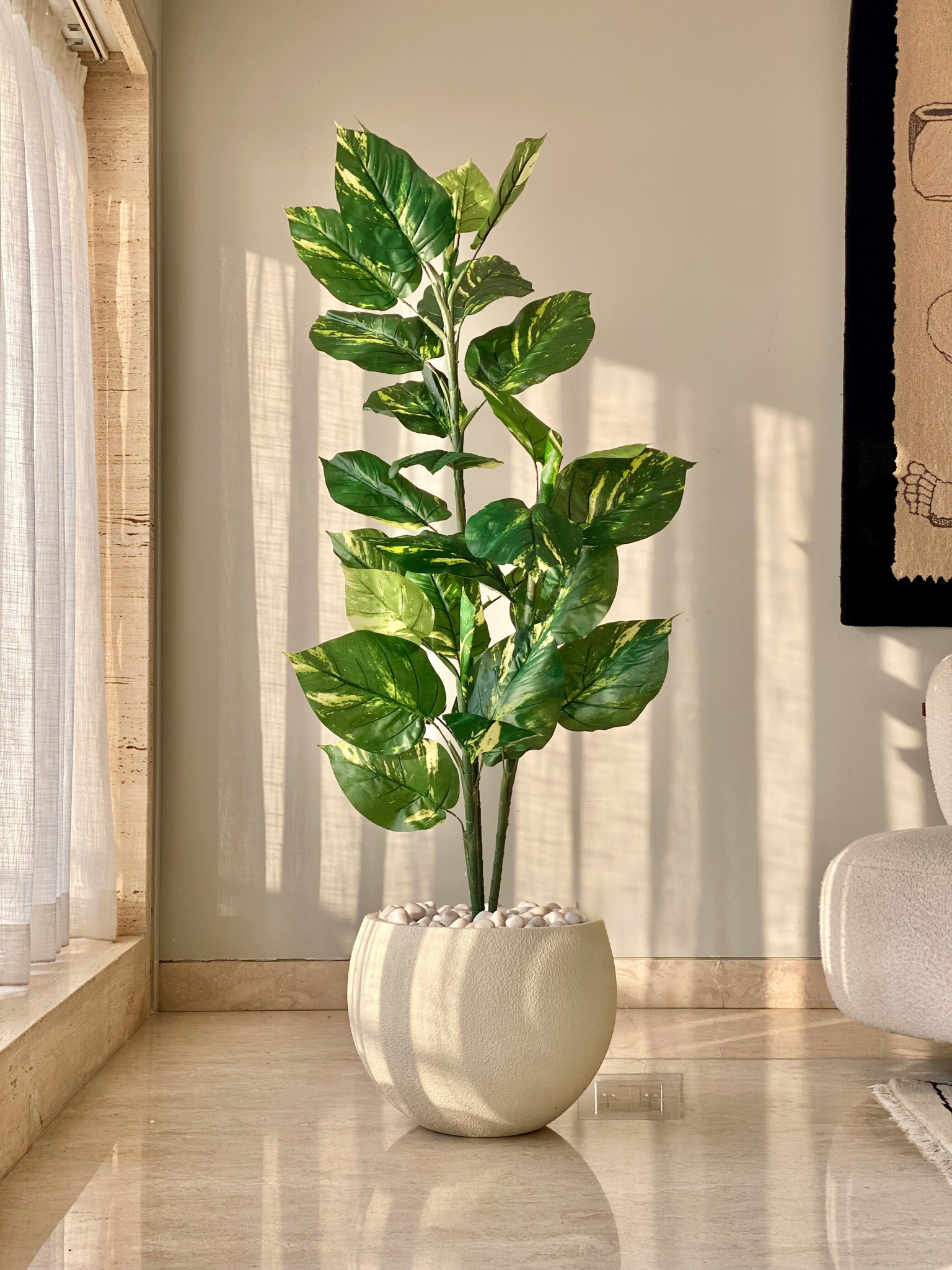 Artificial Variegated Pothos Plant - 5 Feet