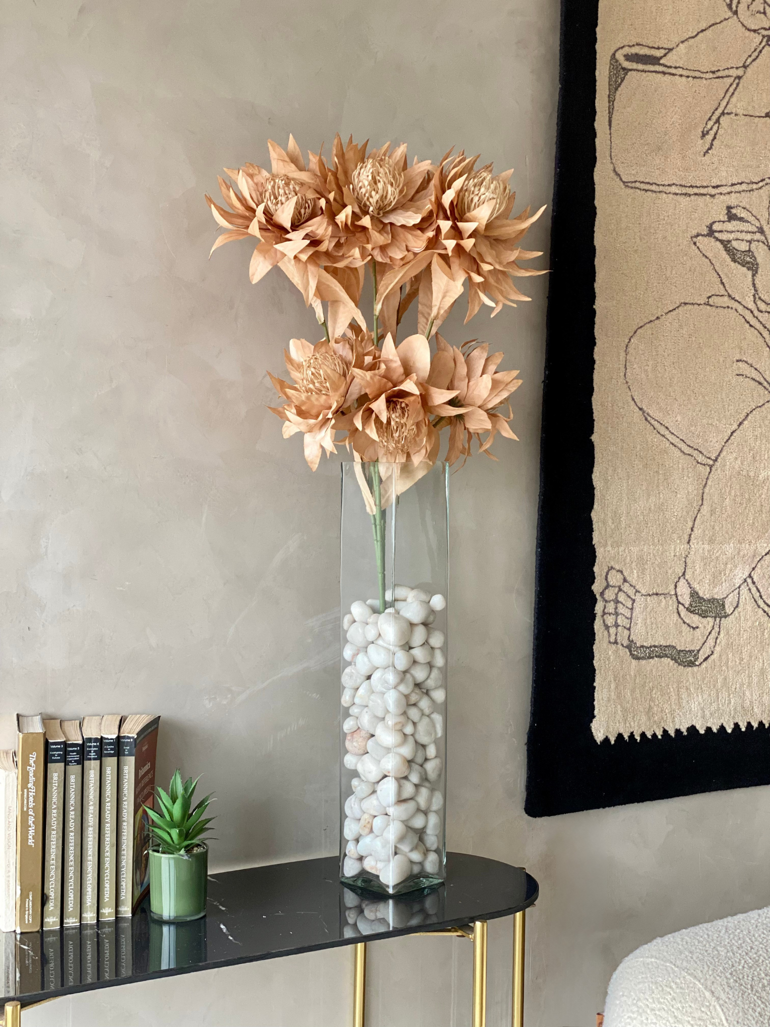 Artificial Portea Flower Stem - (One Stem) Light Brown