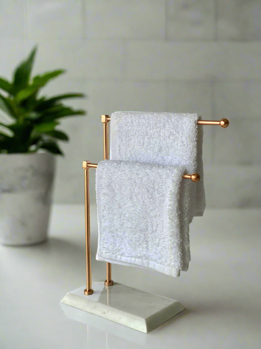 Melrose Hand Towel Stand - White & Rose gold