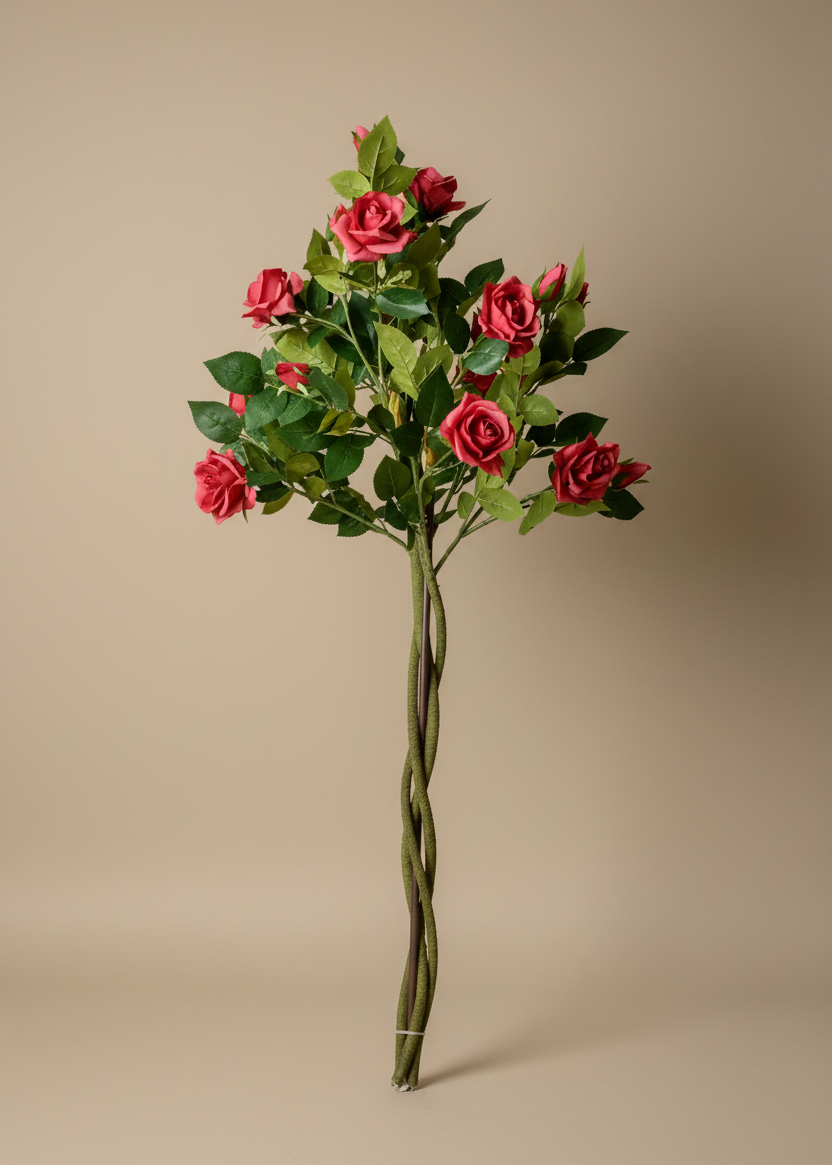 Artificial Red Twisted Rose Plant - 4 Feet