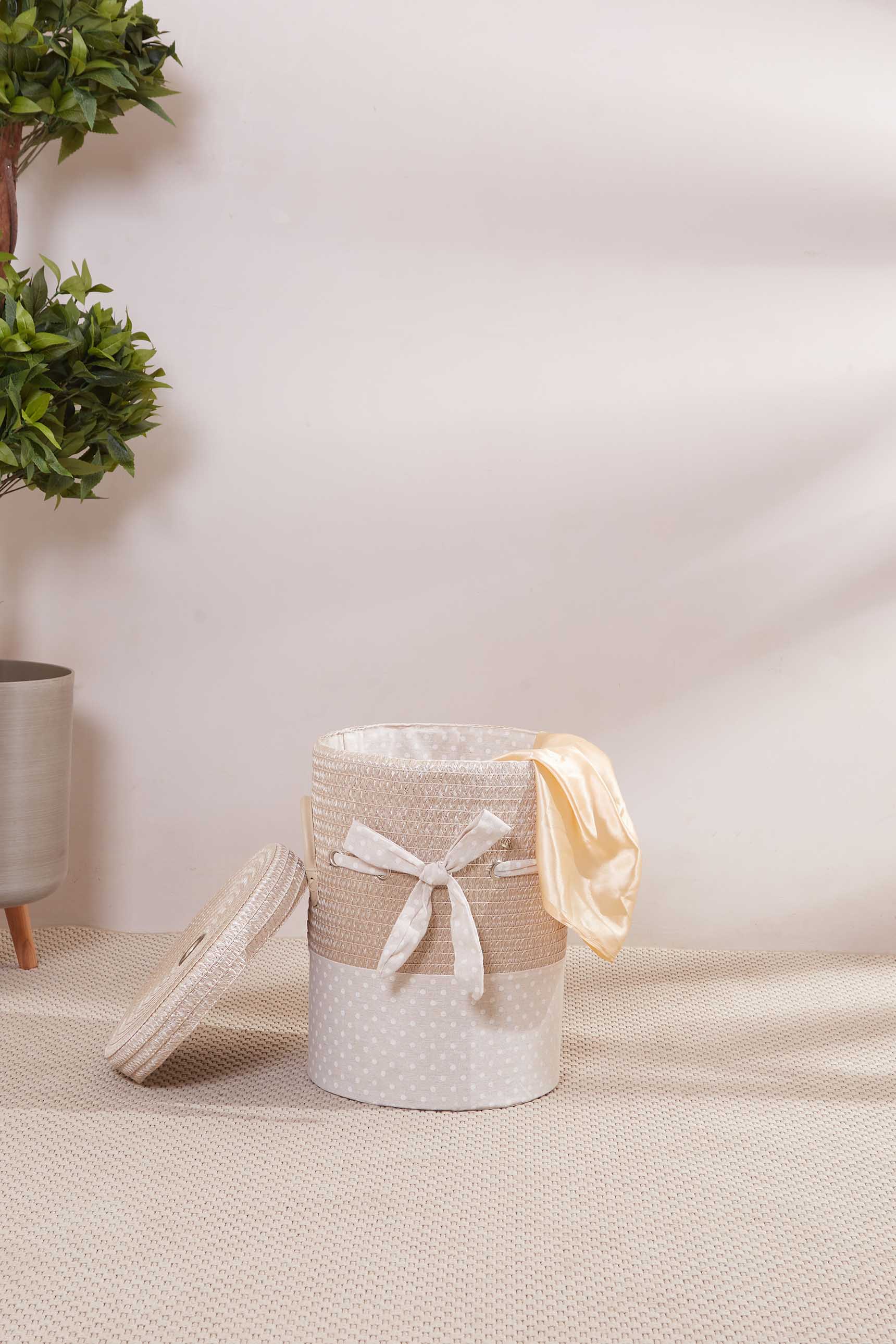 Chevonne Beige Laundry Basket - Medium (Only for Mumbai)